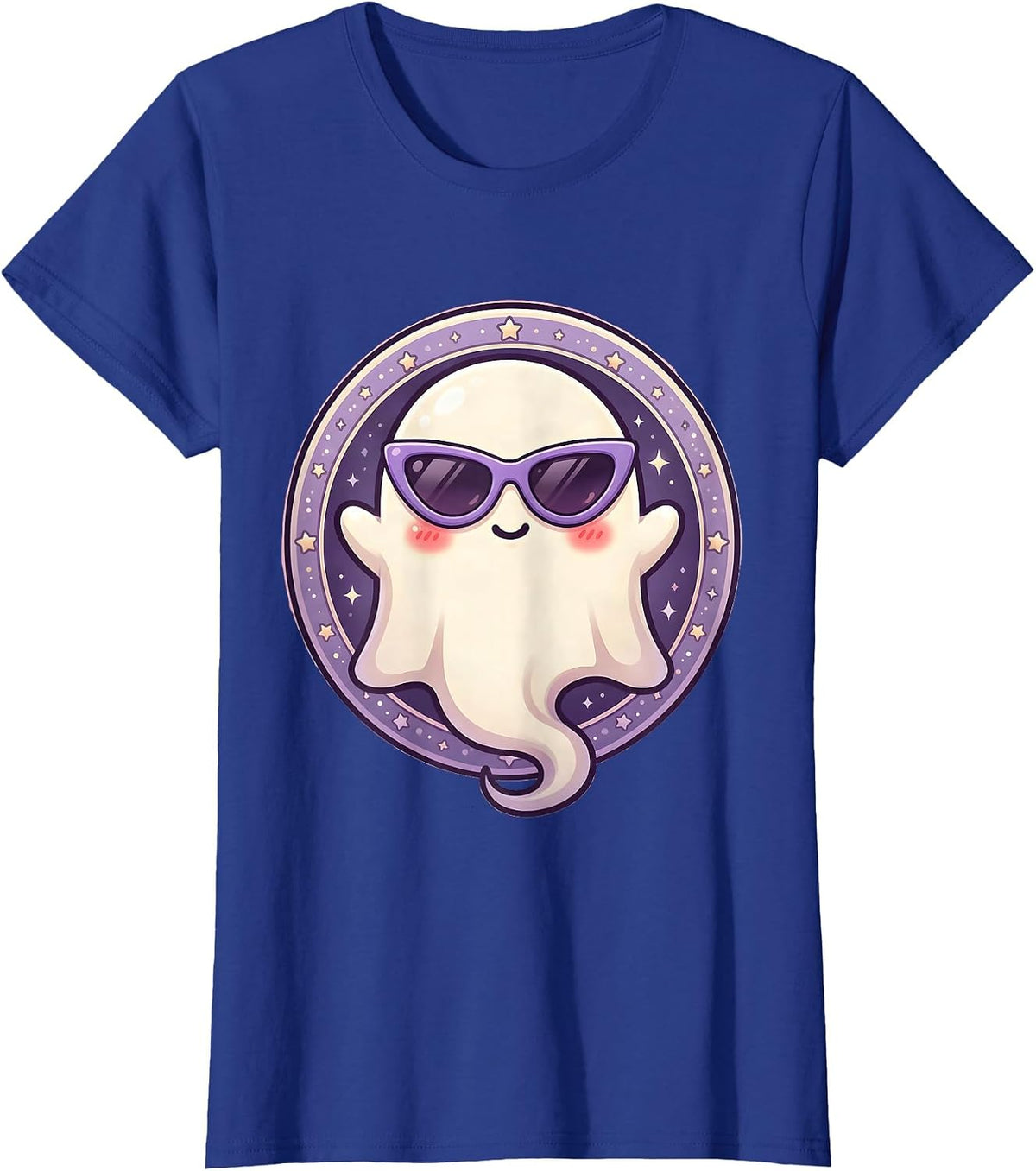 Women's Boo Jee Ghost Wearing Designer Sunglasses T-Shirt - Royal Blue