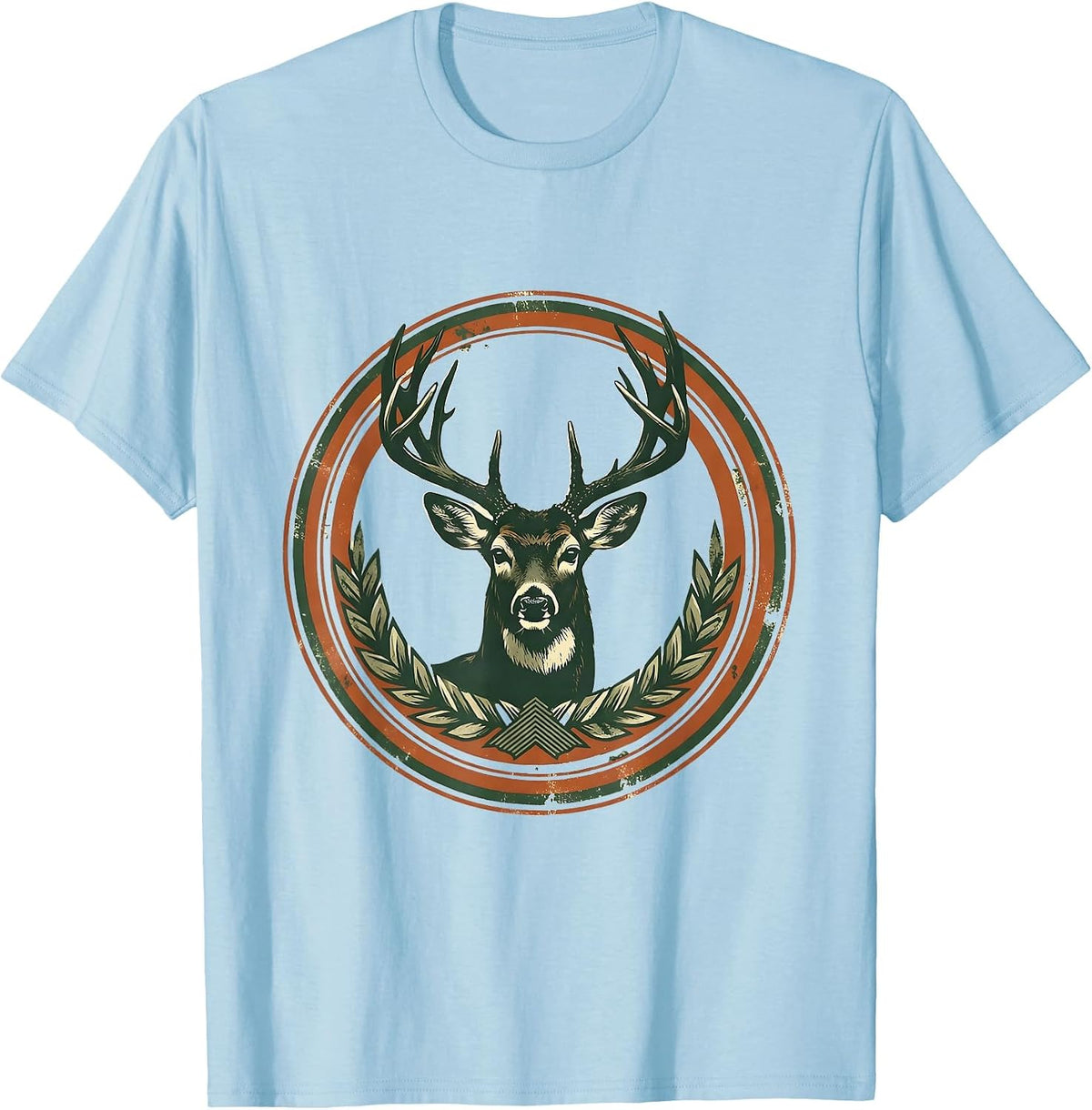 Men's Whitetail Head Vintage Deer Hunting Dad Gift T-Shirt - Baby Blue