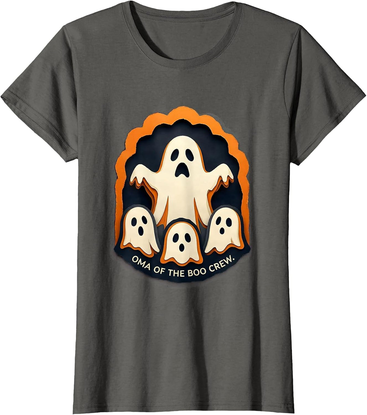 Women's Oma Of The Boo Crew Cute Ghost Family Matching Halloween T-Shirt - Asphalt Grey
