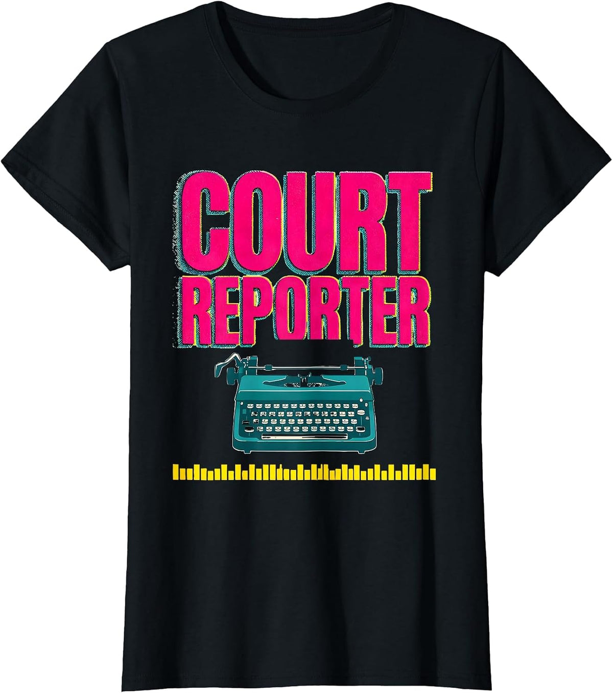 Court Reporter Risograph Halloween Occupation Costume T-Shirt - Black