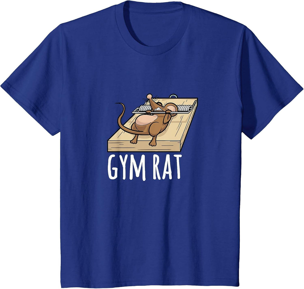 Gym Rat Mouse Trap Bench Press Funny T-Shirt - Royal Blue