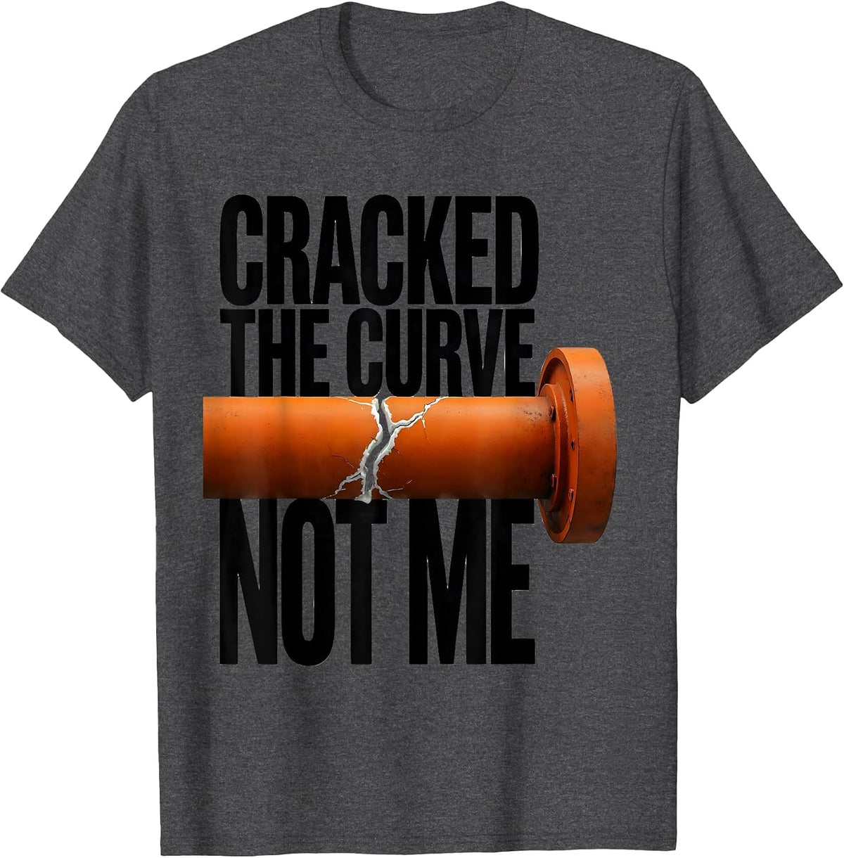 Cracked The Curve Not Me Brutalist Gym Gingerbread Man T-Shirt - Dark Heather Grey