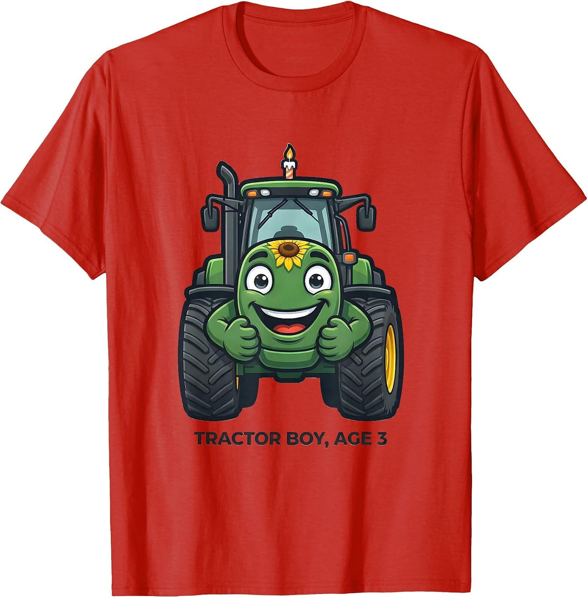 Men's Tractor Boy Age 3 Toddler Birthday Farm Tractor Lover T-Shirt - Red