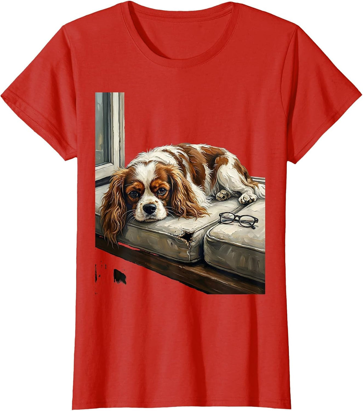 Women's Cavalier King Charles Spaniel Art Dog Owner Gift T-Shirt - Red