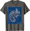 Veiled Chameleon Technical Blueprint Reptile Lover T-Shirt - Asphalt Grey