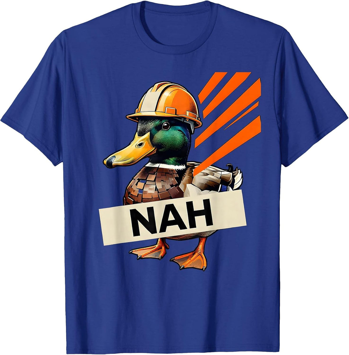 Nah Stencil Duck Bust Funny Novelty Graphic for Kids Teens T-Shirt - Royal Blue