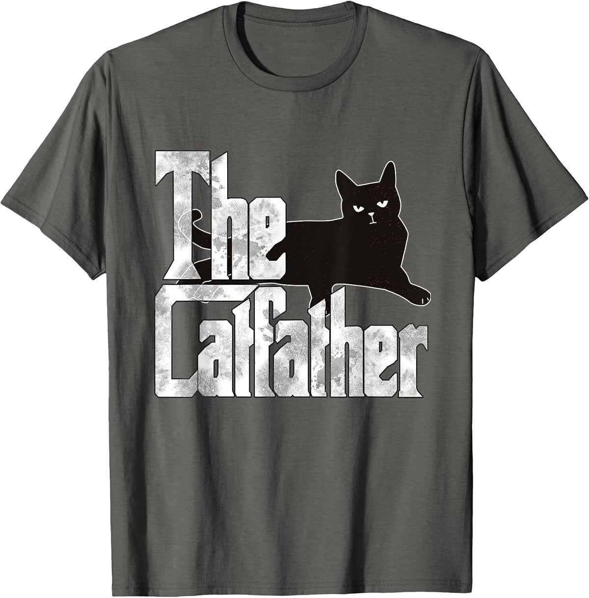 Cat Dad The Catfather Lazy Black Cat Father Kitty Daddy T-Shirt - Asphalt Grey