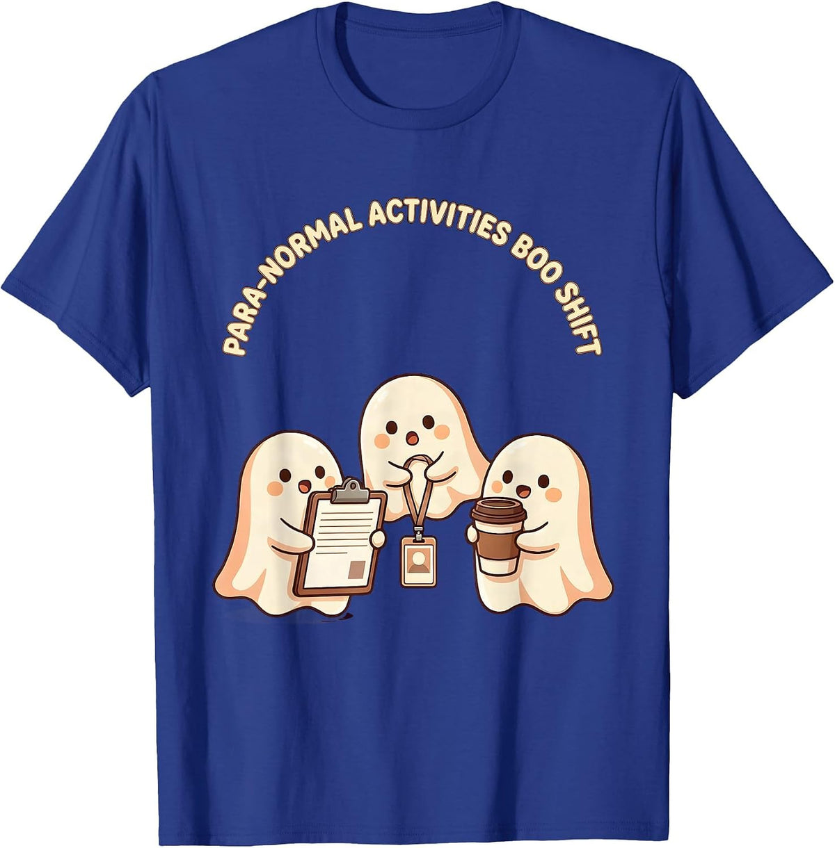 Men's Para-Normal Activities Boo Shift Cute Kawaii Ghost Para T-Shirt - Royal Blue