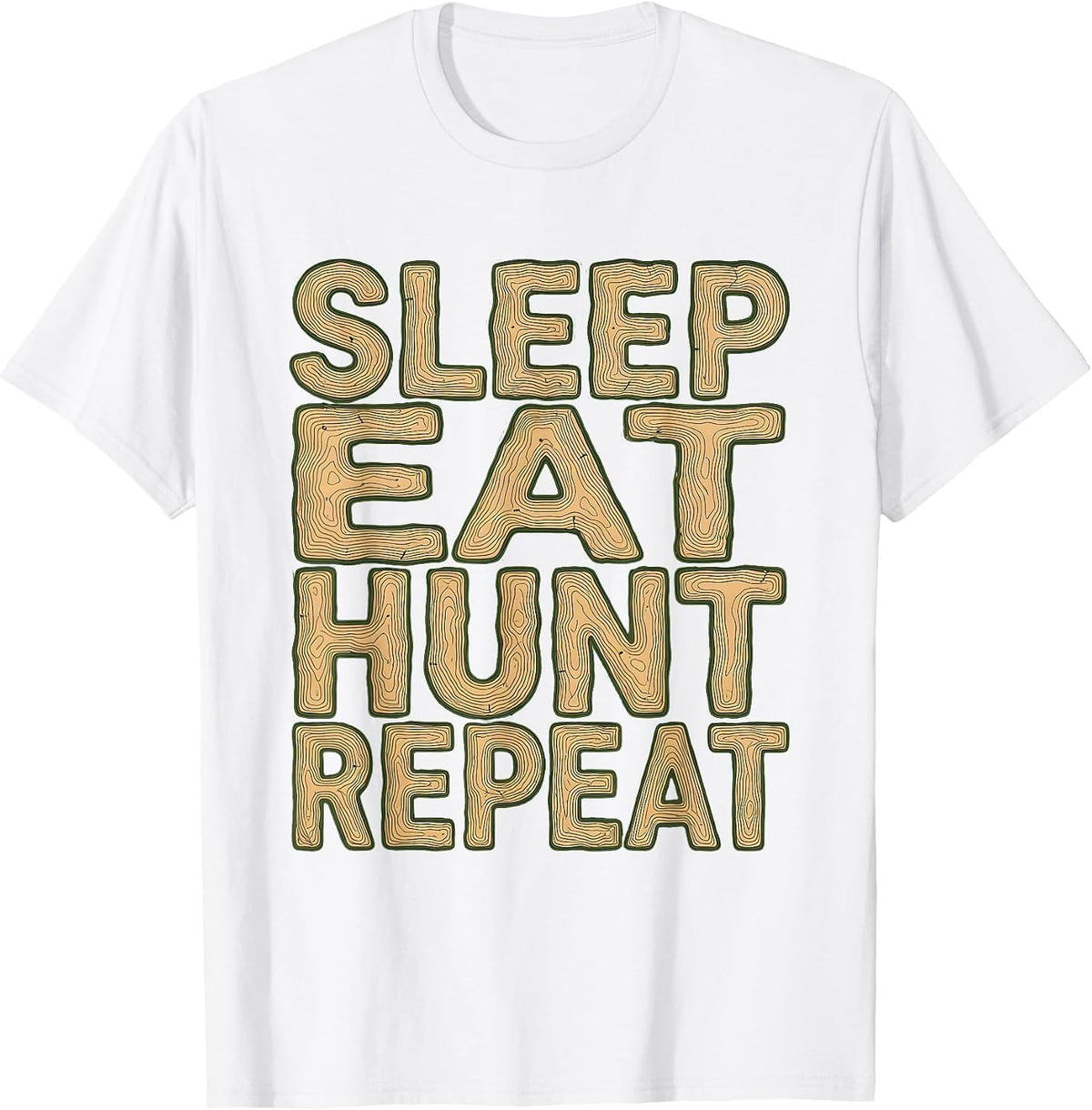 Men's Sleep Eat Hunt Repeat Camo Hunting Design T-Shirt - White