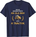 Never Underestimate an Old man with a Tractor T-Shirt - Navy Blue