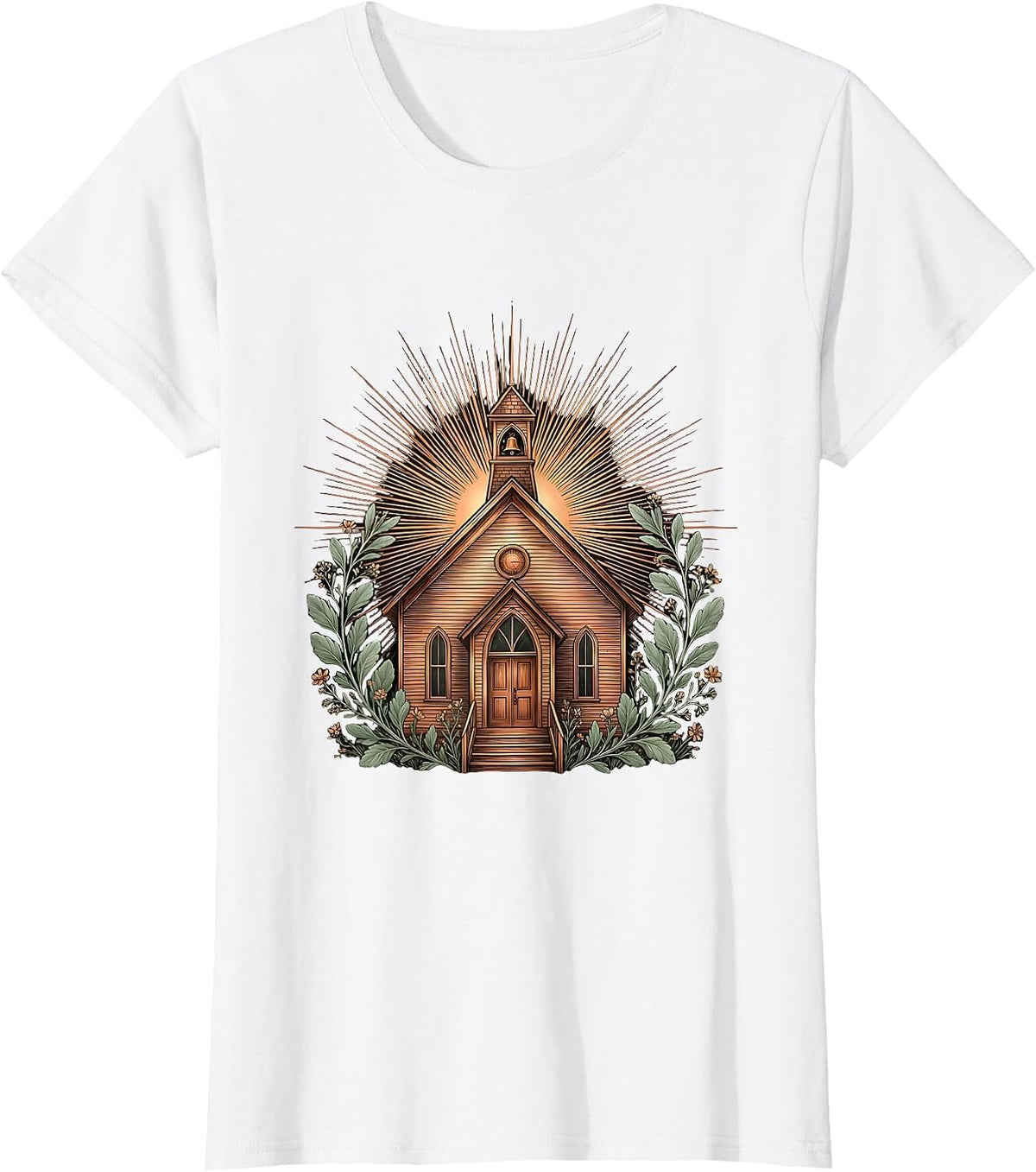 Teacher Schoolhouse Sun Rays Illustration T-Shirt - White
