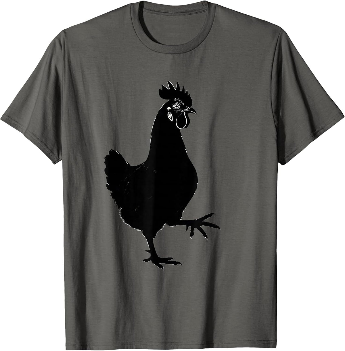 Men's Chicken Silhouette Funny Chicken Lover Farm Animal Humor T-Shirt - Asphalt Grey