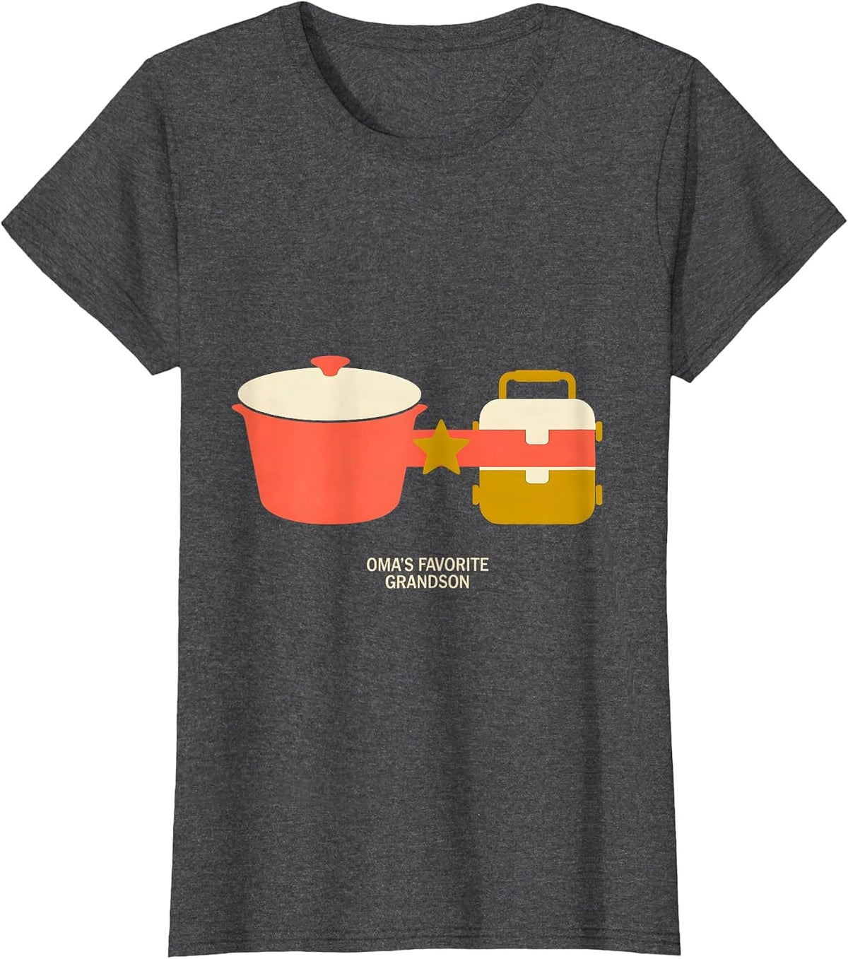 Women's Oma's Favorite Grandson Midcentury Modern Family Pride T-Shirt - Dark Heather Grey