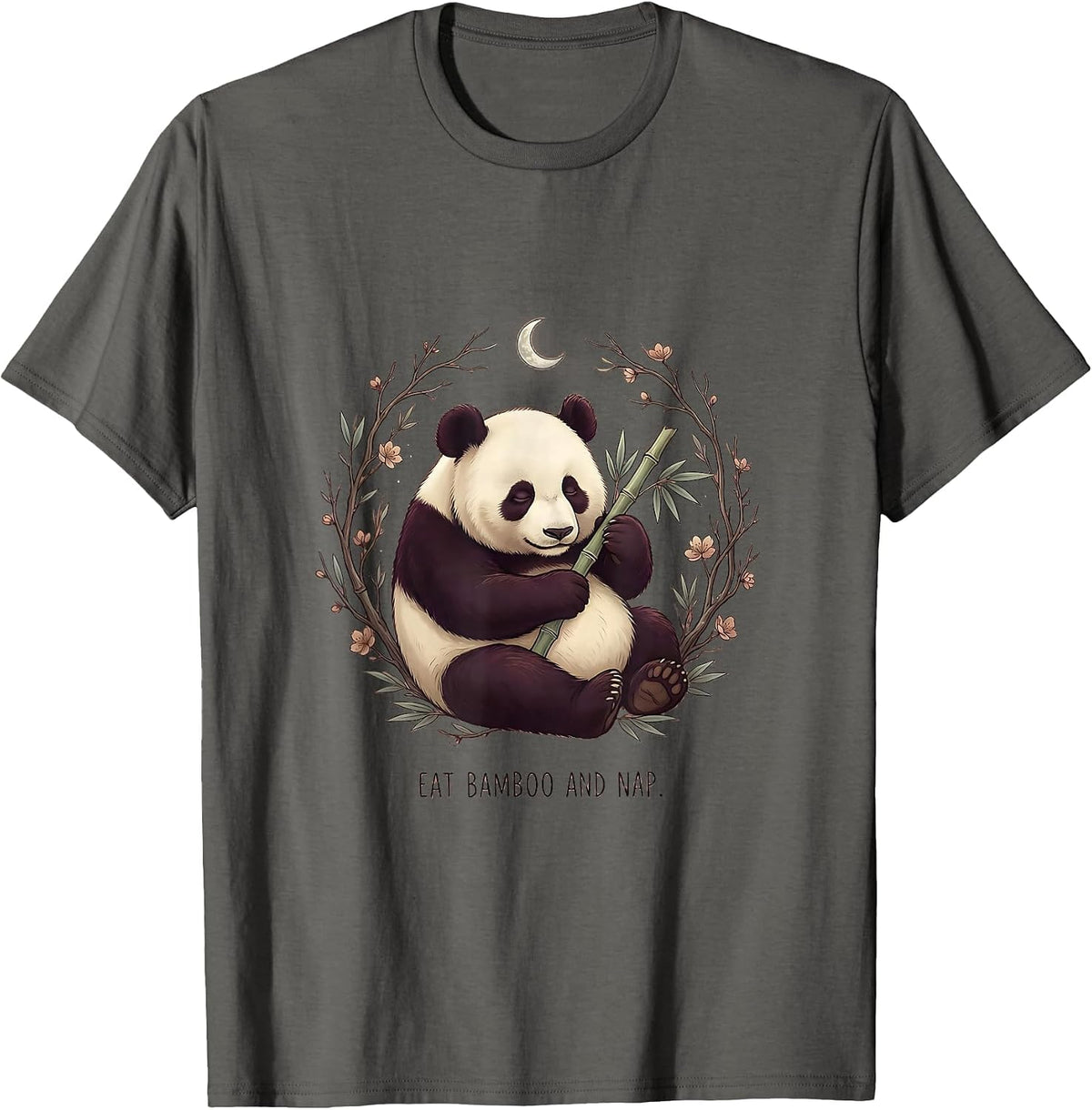 Men's Eat Bamboo and Nap Funny Panda Design T-Shirt - Asphalt Grey