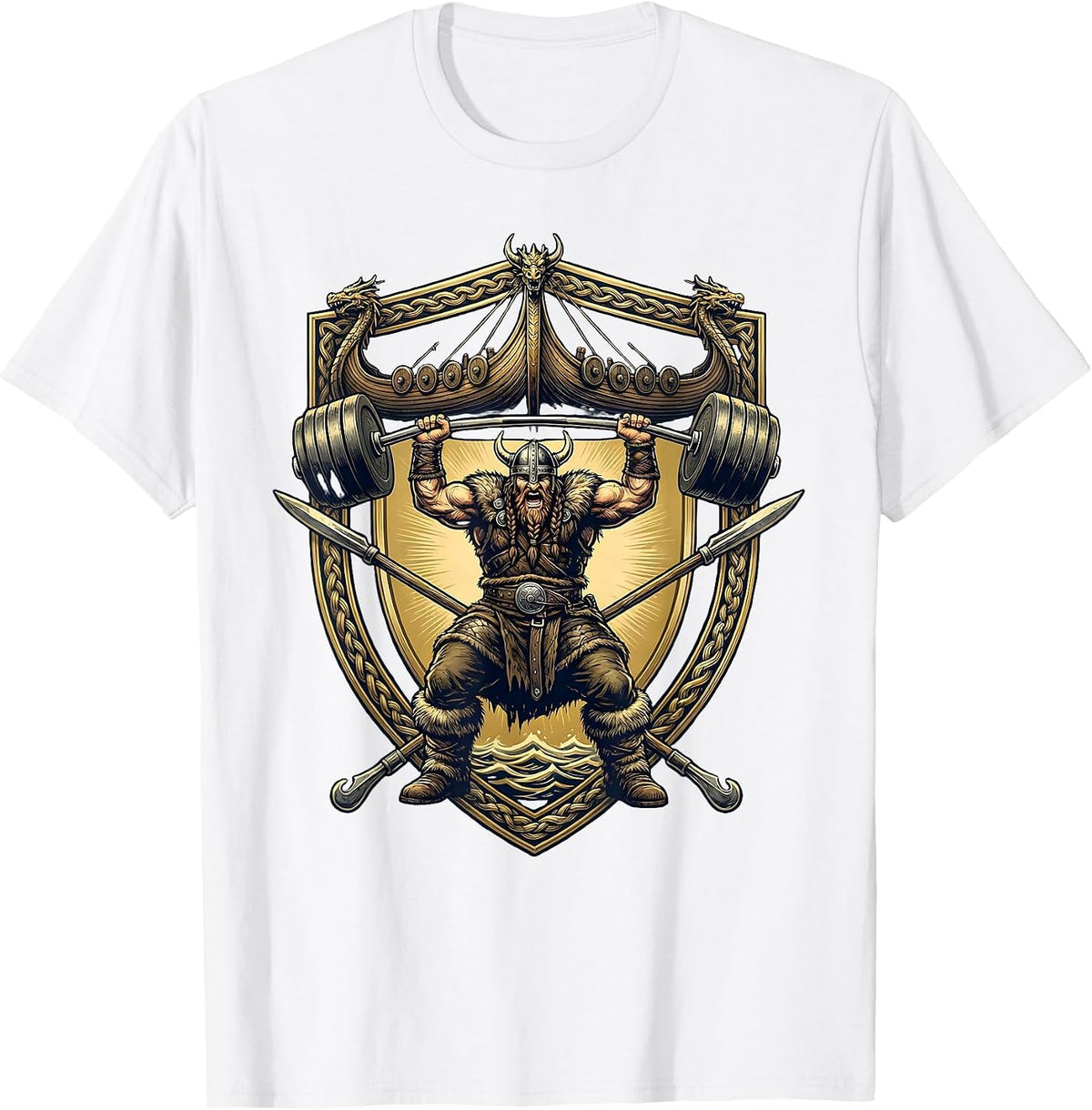 Men's Viking Warrior Deadlift Funny Gym Graphic T-Shirt - White