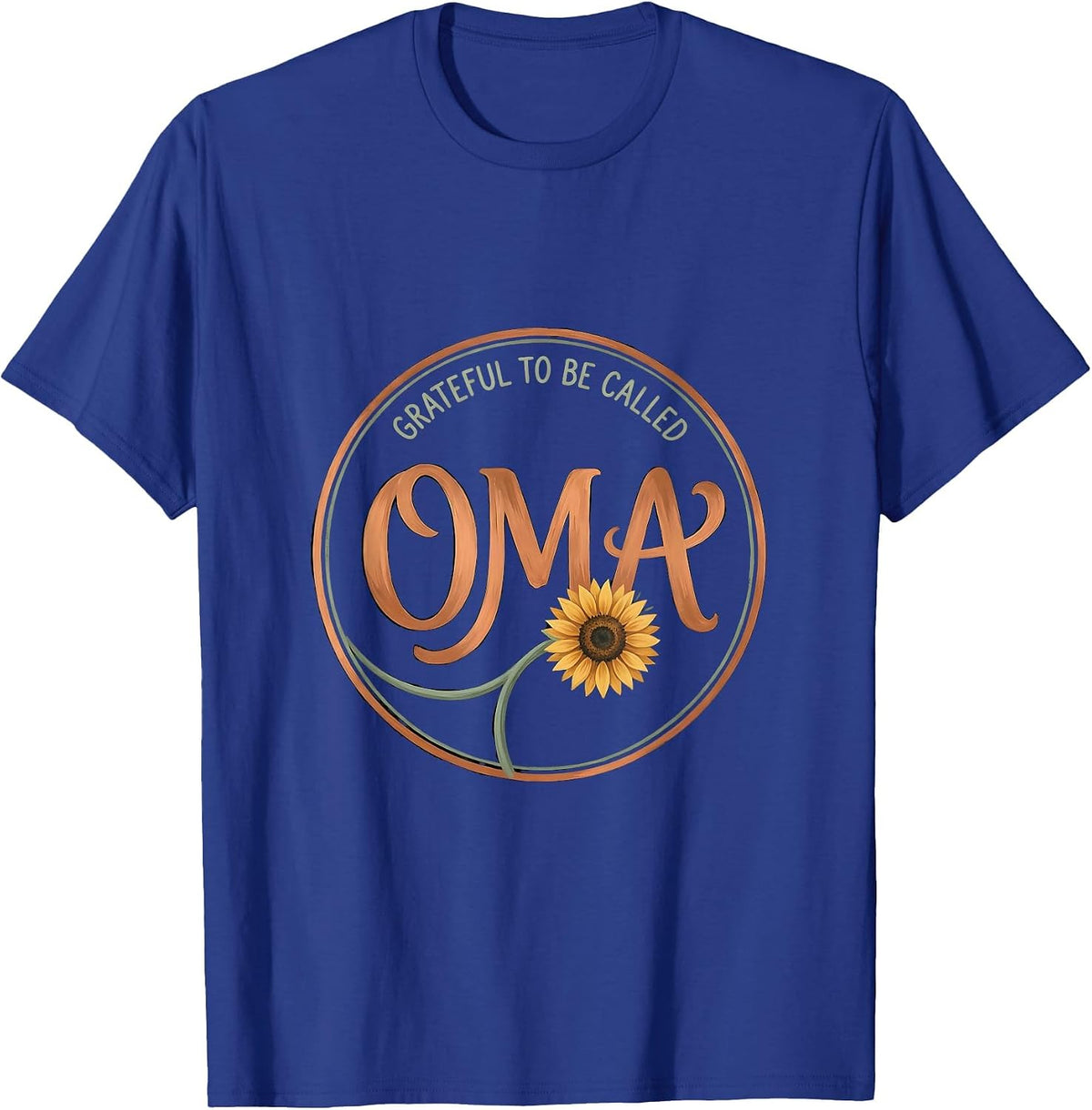 Men's Grateful To Be Called Oma Boho Typography Sunflower Grandma T-Shirt - Royal Blue