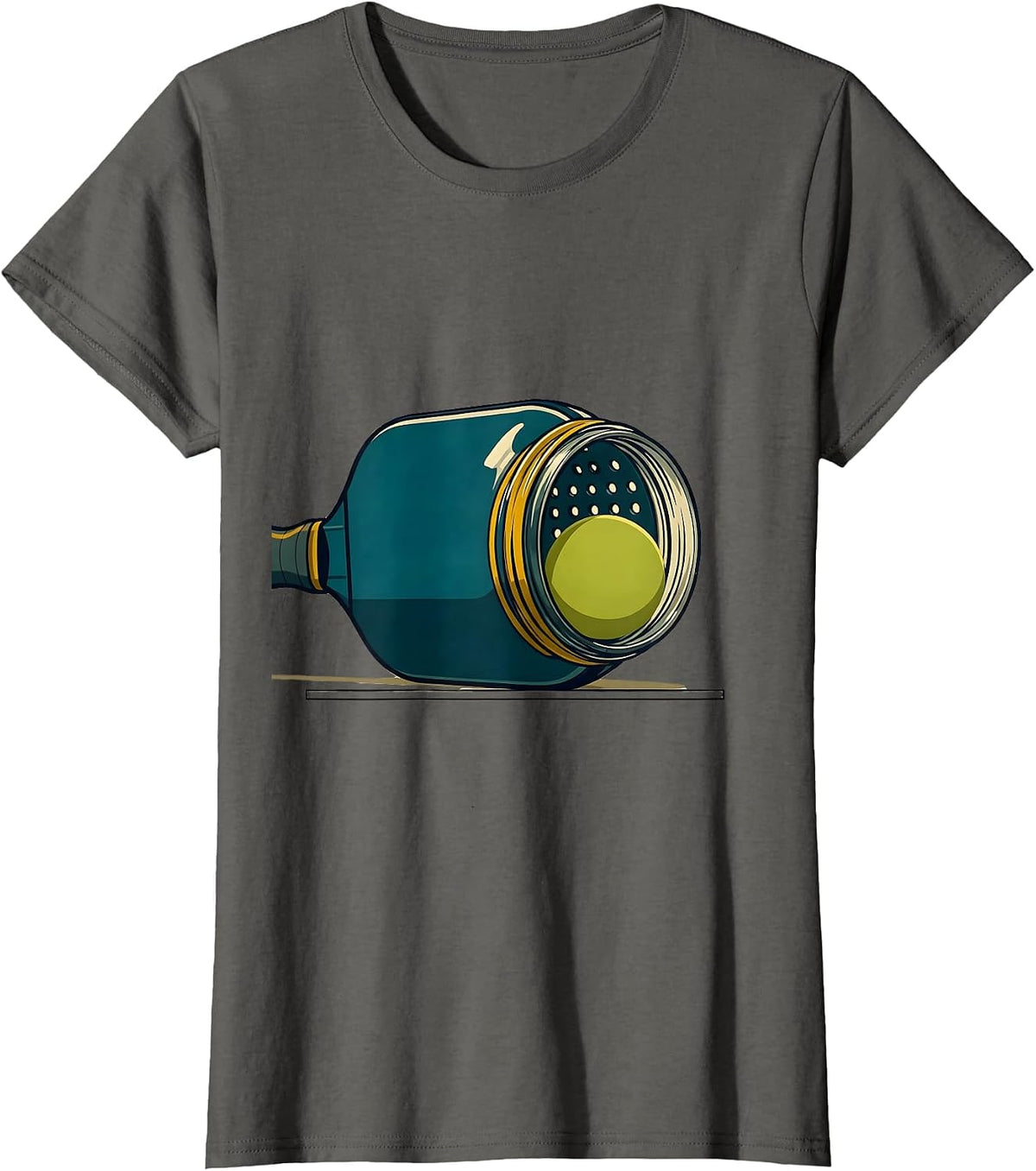 Women's Pickleball Paddle Mason Jar Pun Adult Humor T-Shirt - Asphalt Grey