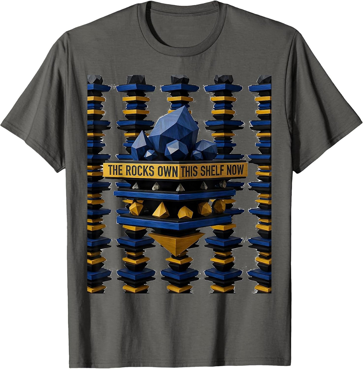 Men's The Rocks Own This Shelf Now Geometric Rock Collector Humor T-Shirt - Asphalt Grey