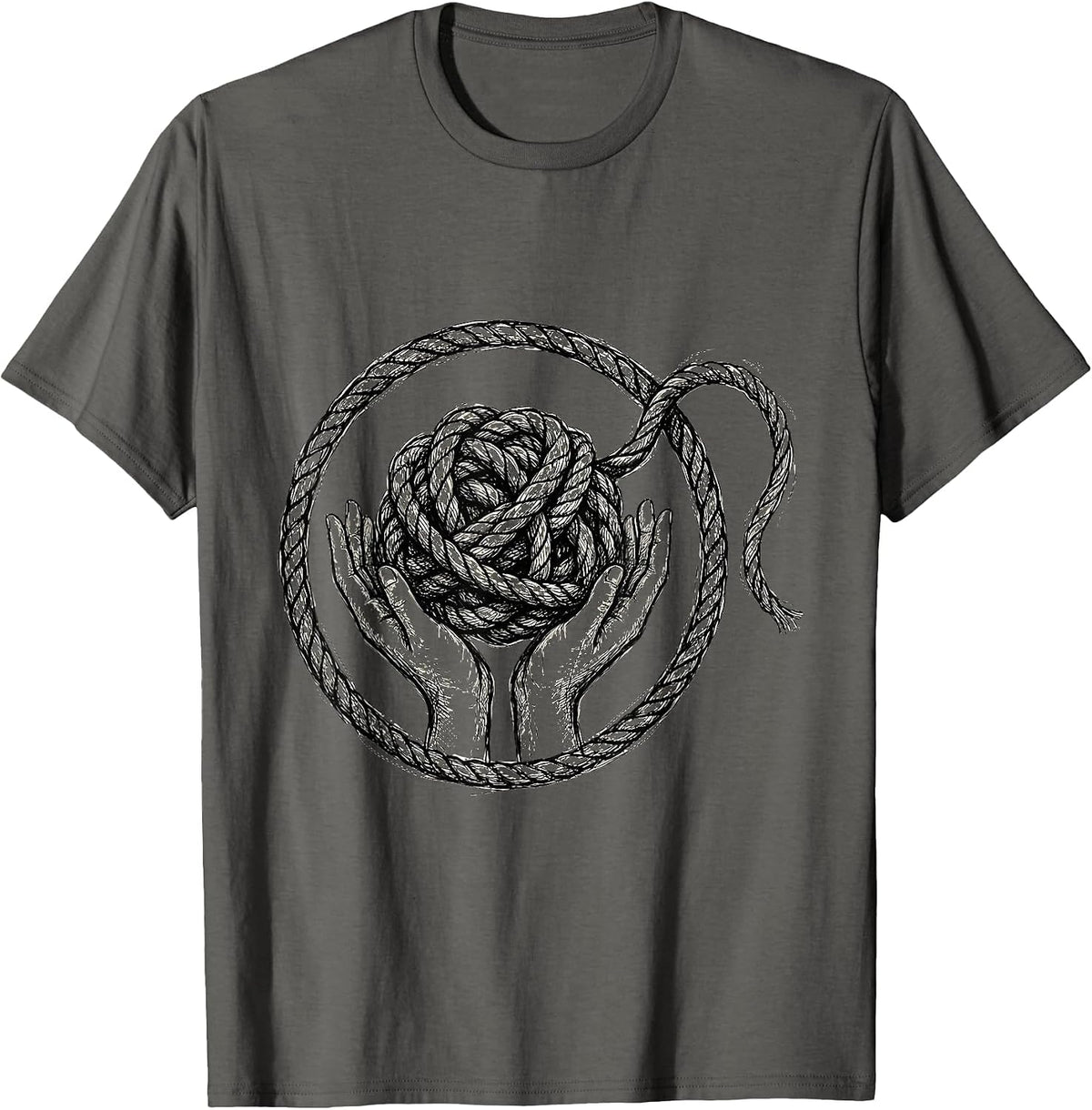 Social Worker Unraveling Knot Graphic Design T-Shirt - Asphalt Grey
