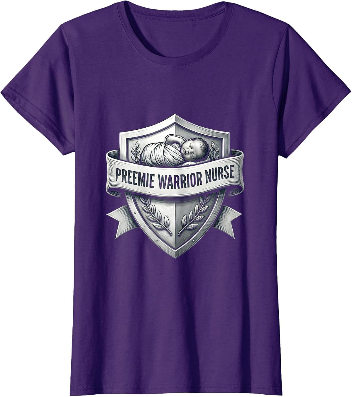 Women's Preemie Warrior Nurse NICU Pride Design T-Shirt - Purple