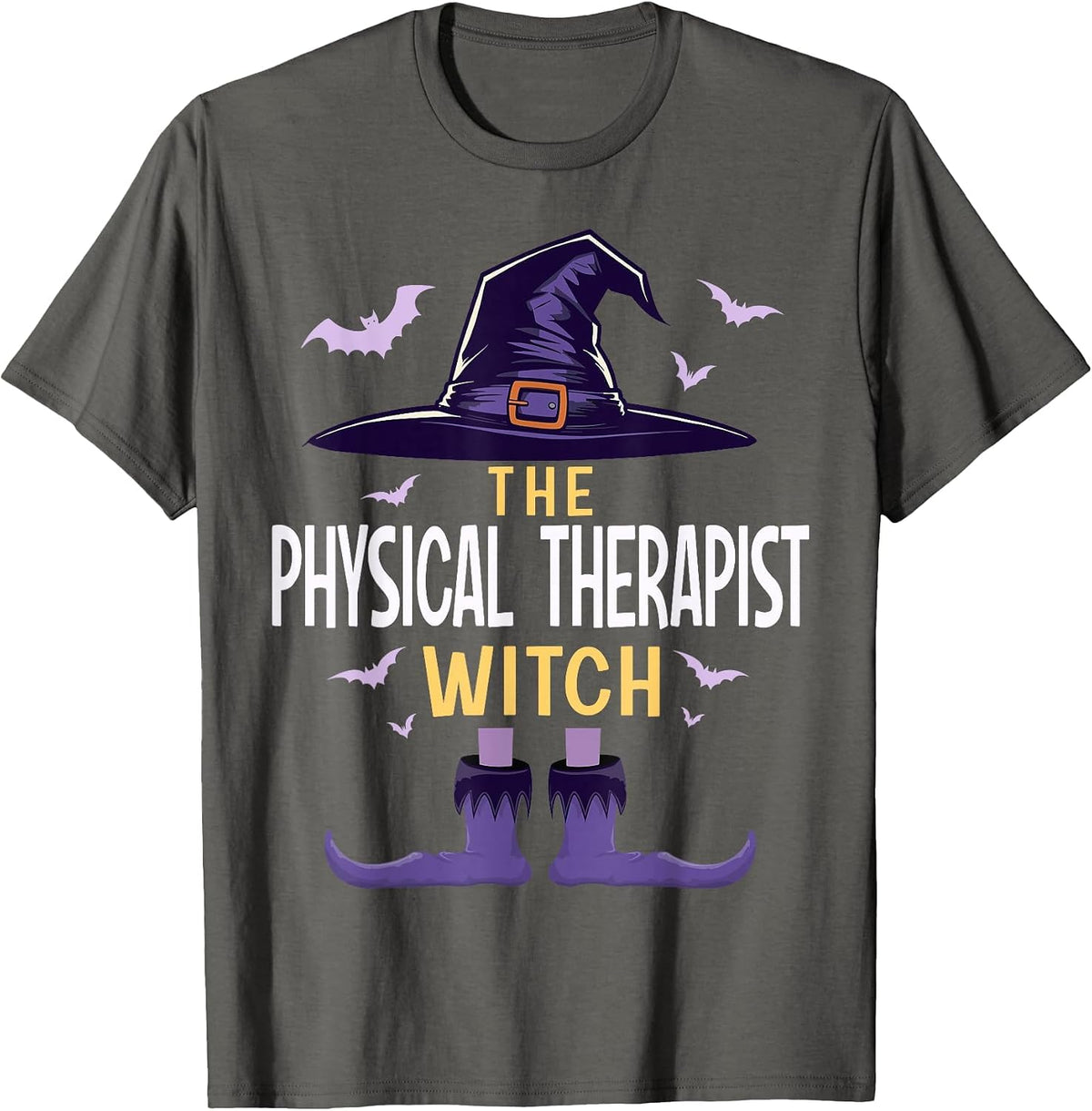 Physical Therapist Halloween Witch Group Matching Costume T-Shirt - Asphalt Grey