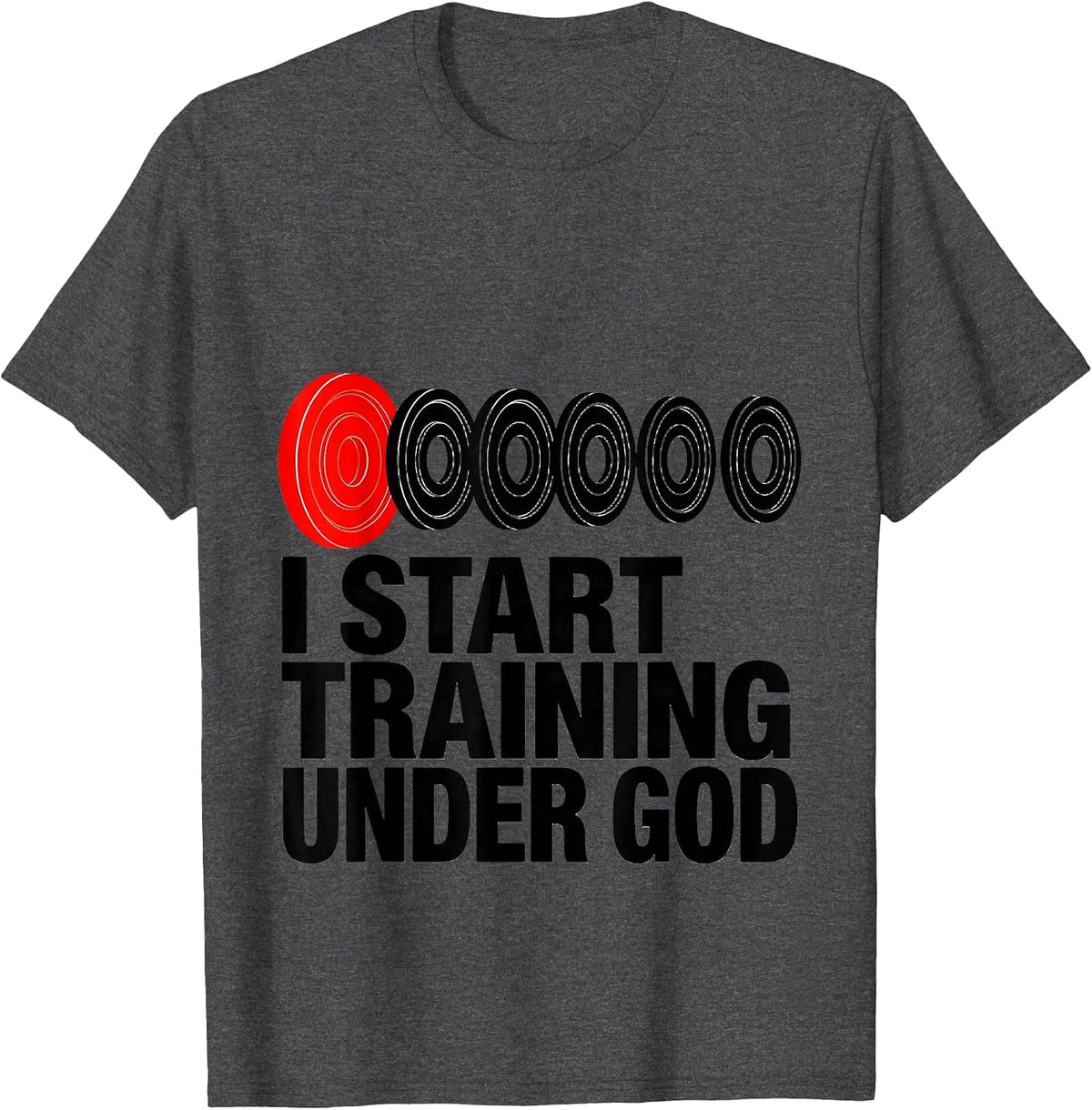 I Start Training Under God Geometric Faith Fitness Challenge T-Shirt - Dark Heather Grey