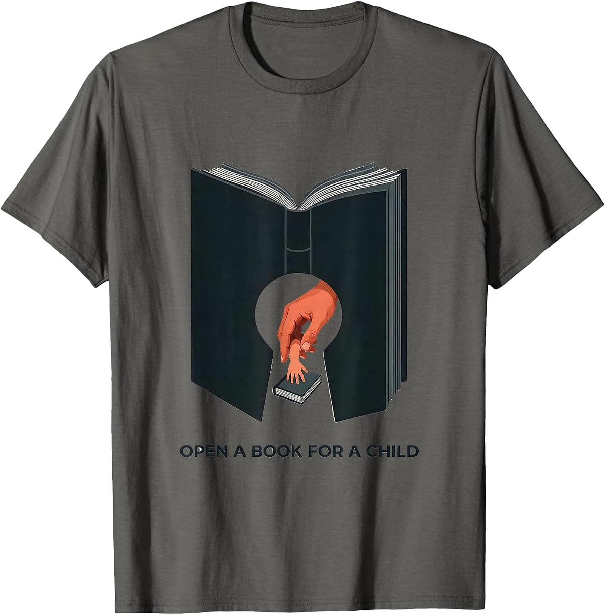 Open A Book For A Child Literacy Advocate Teacher Gift T-Shirt - Asphalt Grey
