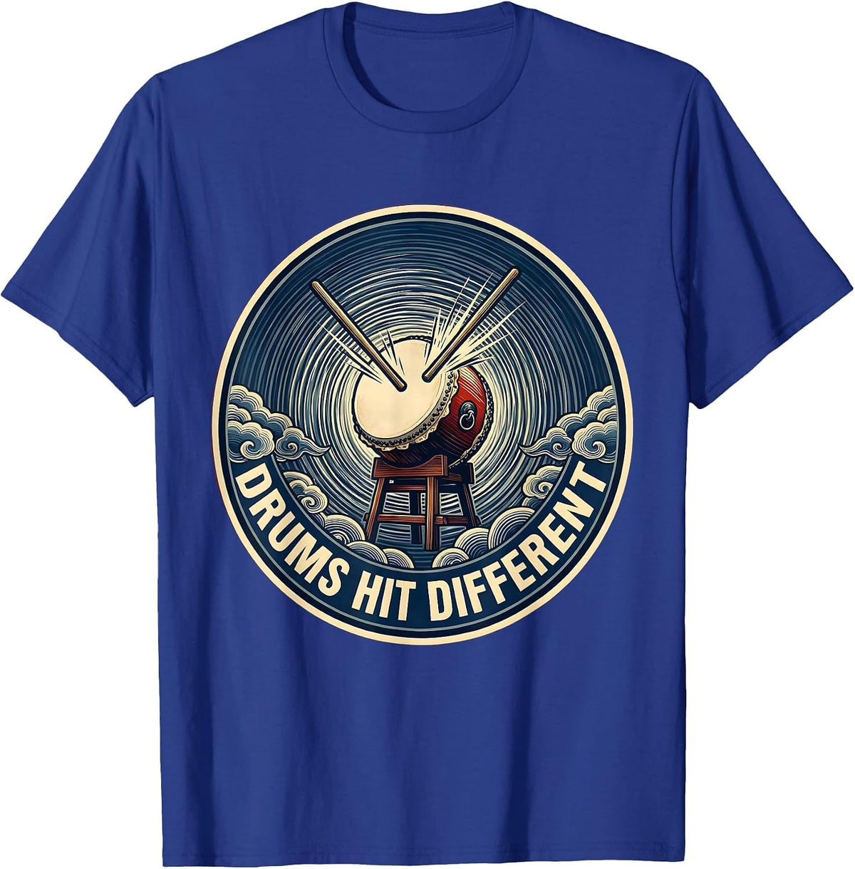 Men's Drums Hit Different Rock Band Music Design T-Shirt - Royal Blue