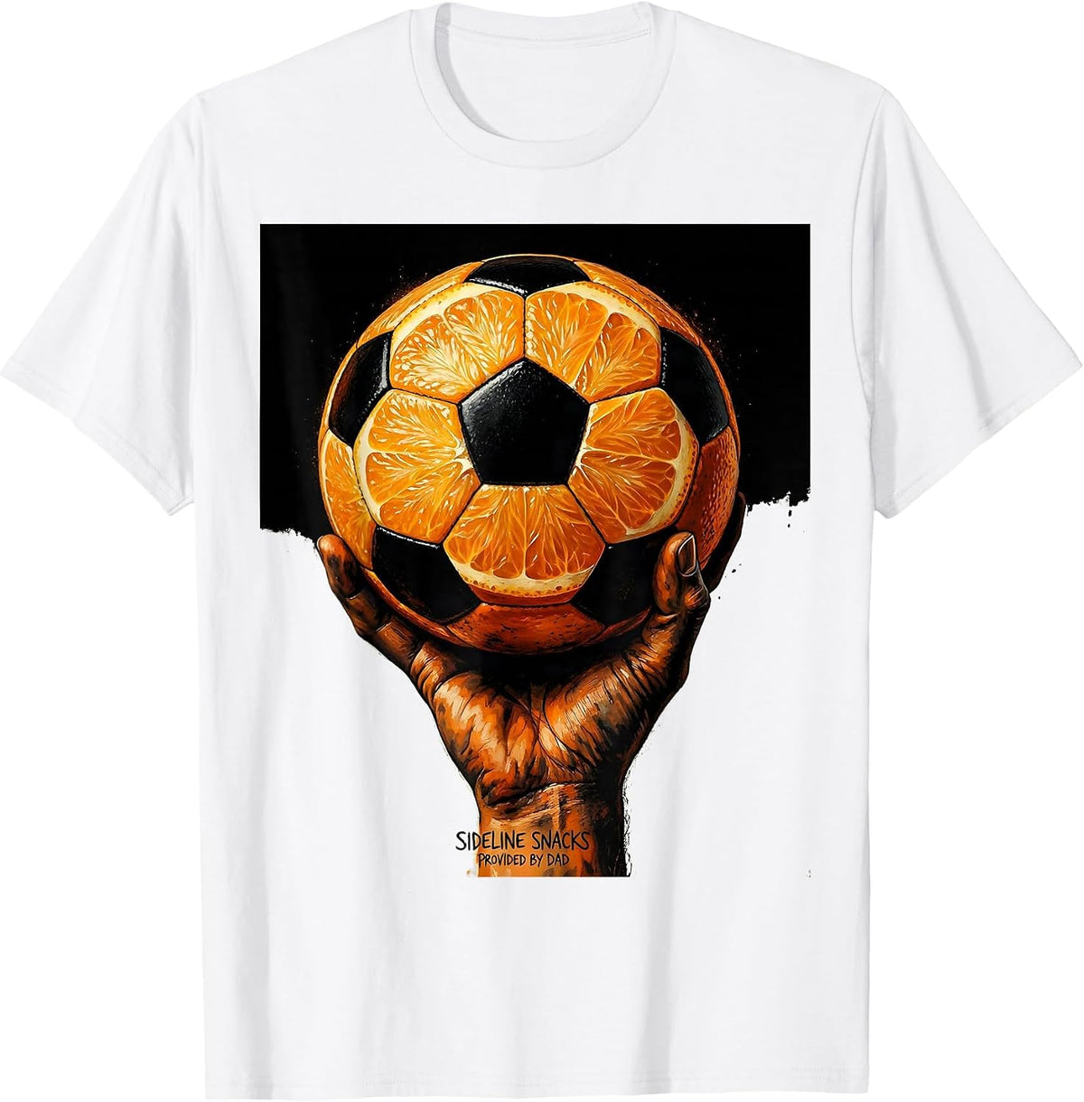 Men's Sideline Snacks Provided By Dad Soccer Design T-Shirt - White
