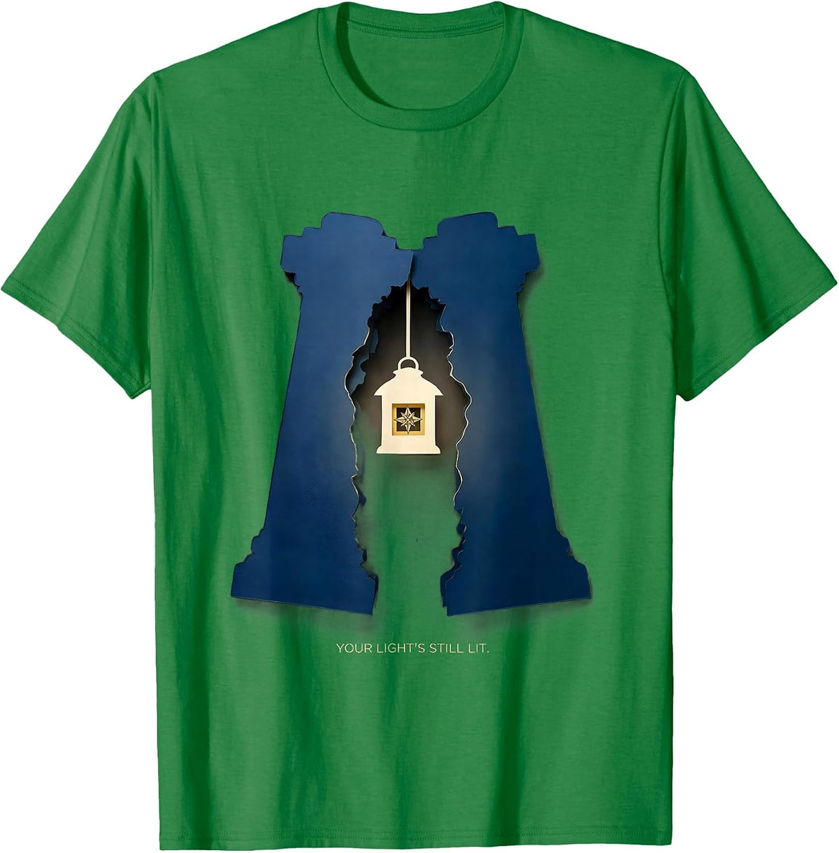 Men's Your Light's Still Lit Masonic Square Compass Freemason T-Shirt - Kelly Green