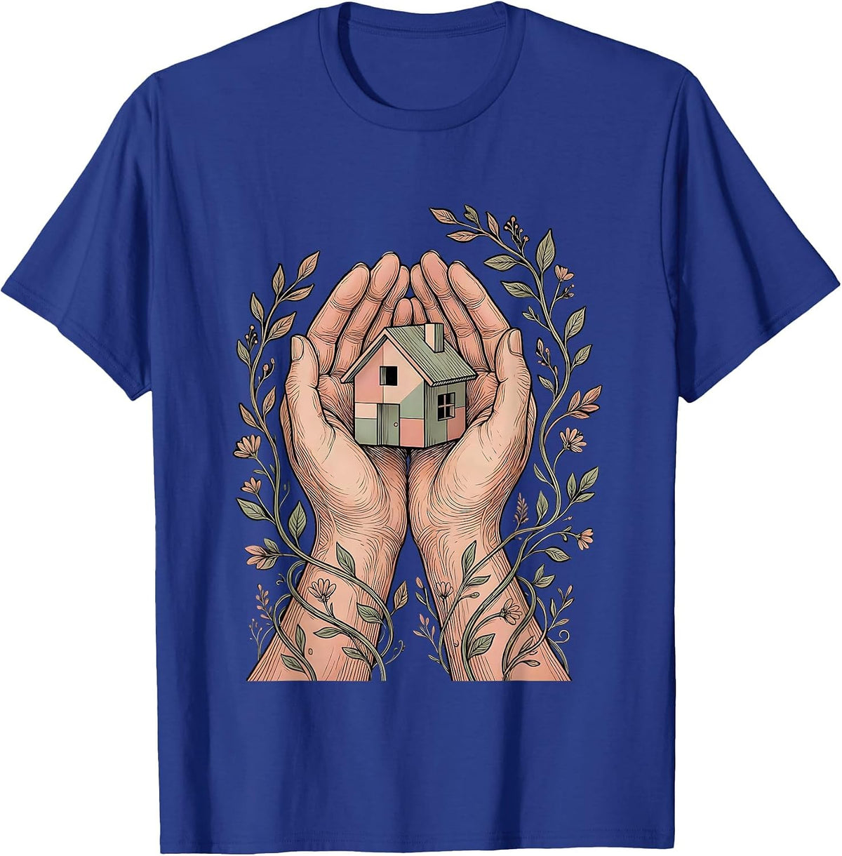 Social Worker Hands Building Home Graphic T-Shirt - Royal Blue