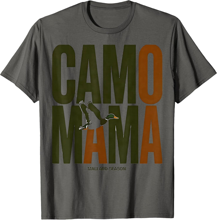 CAMO MAMA Mallard Season Hunting Mom Duck Hunter Gift T-Shirt - Asphalt Grey