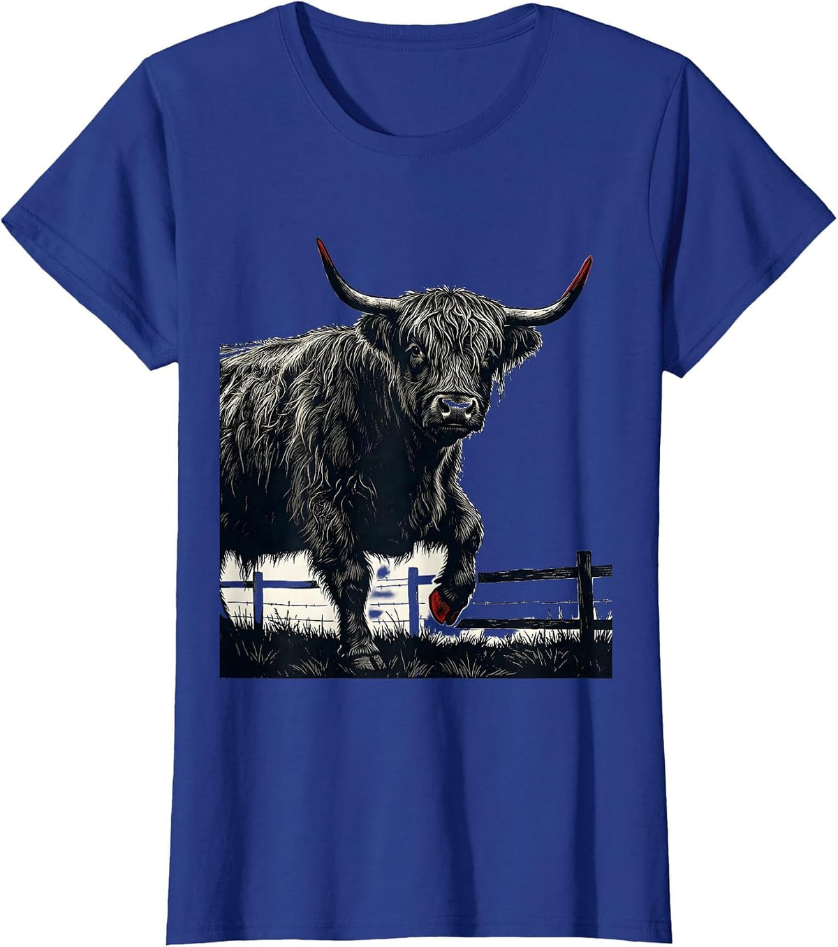 Women's Highland Cow Farm Humor Funny Farm Animal Lover T-Shirt - Royal Blue