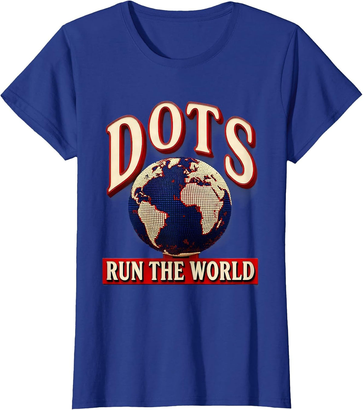Women's Dots Run The World Graphic Design T-Shirt - Royal Blue