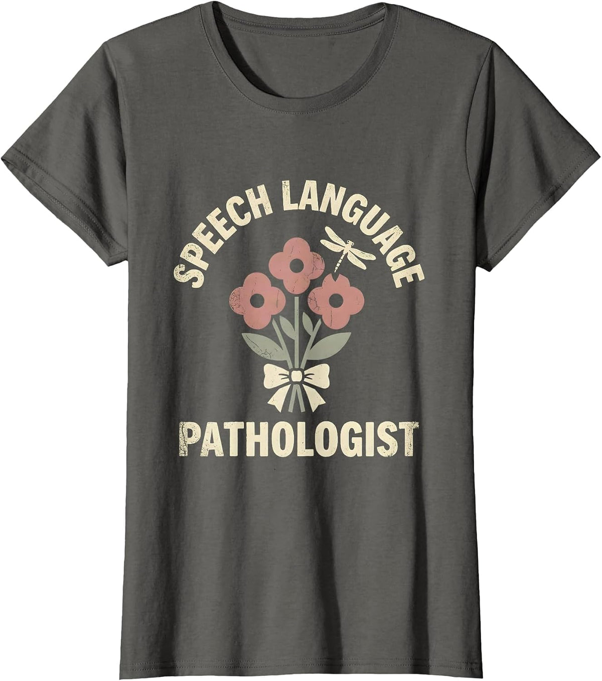 Women's Speech Language Pathologist Floral Boho SLP Professional T-Shirt - Asphalt Grey