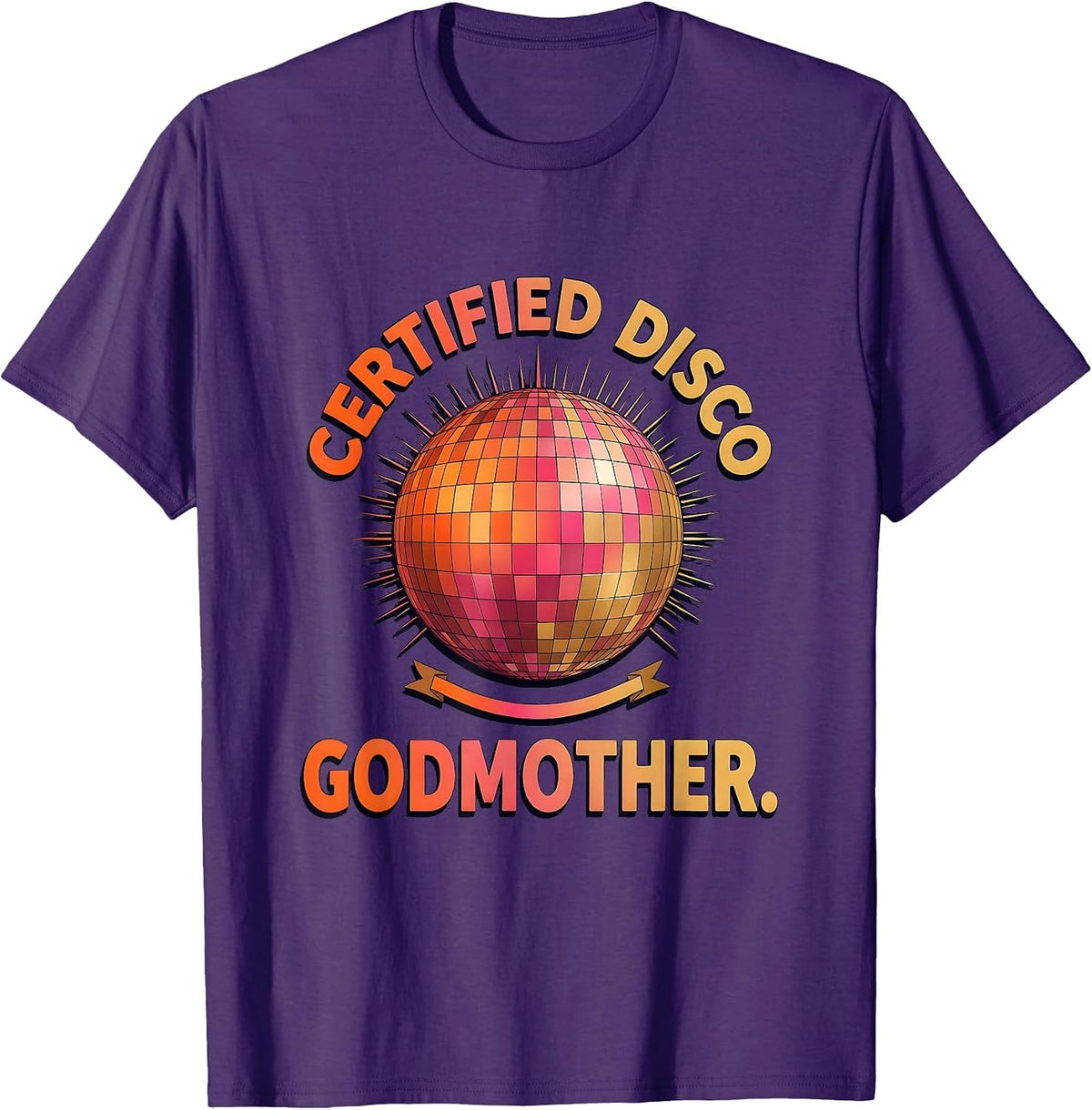 Certified Disco Godmother Retro 70s Disco Party Costume T-Shirt - Purple