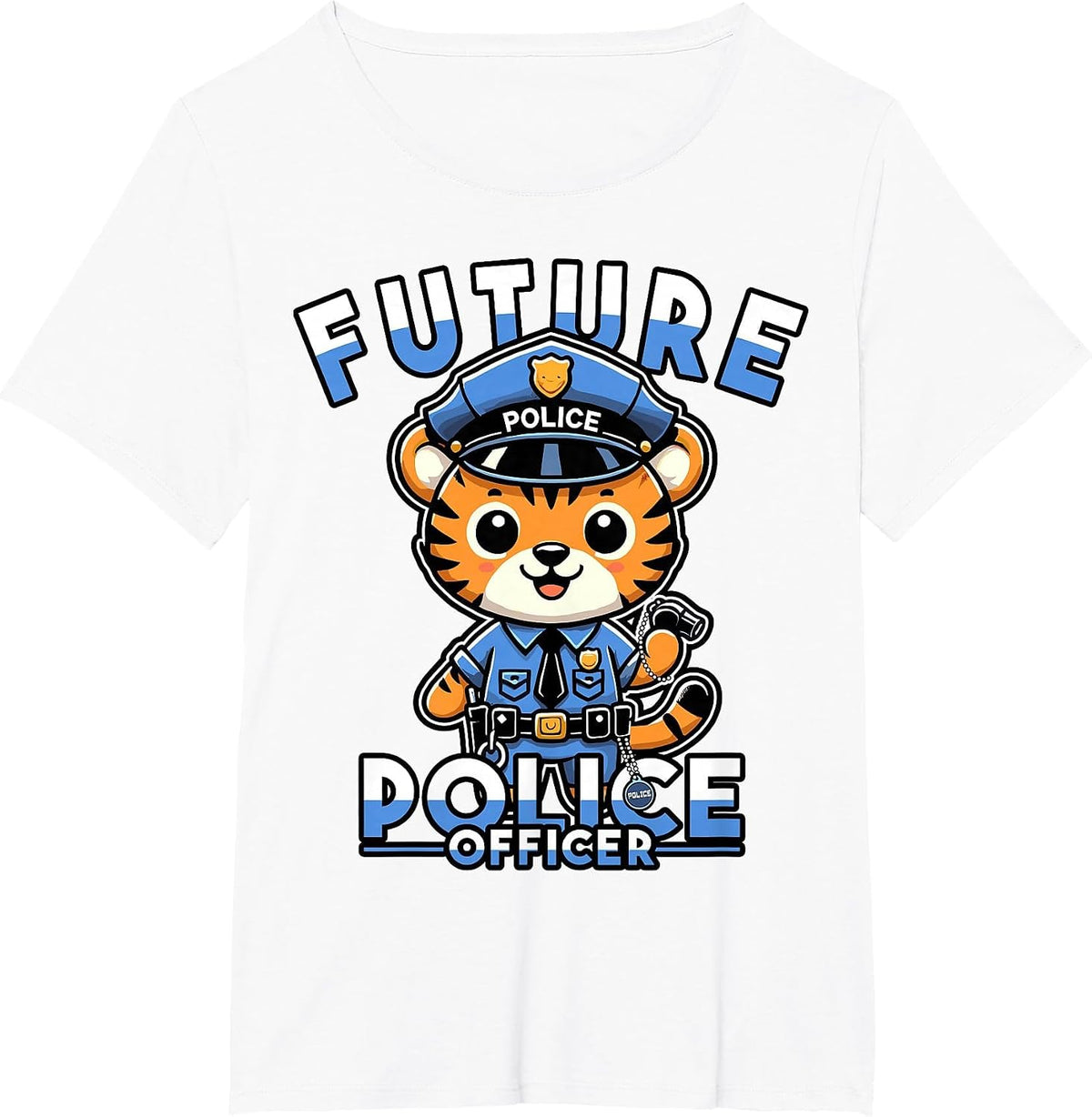 Future Police Officer Graphic for Kids, Young Law Enthusiast T-Shirt - White