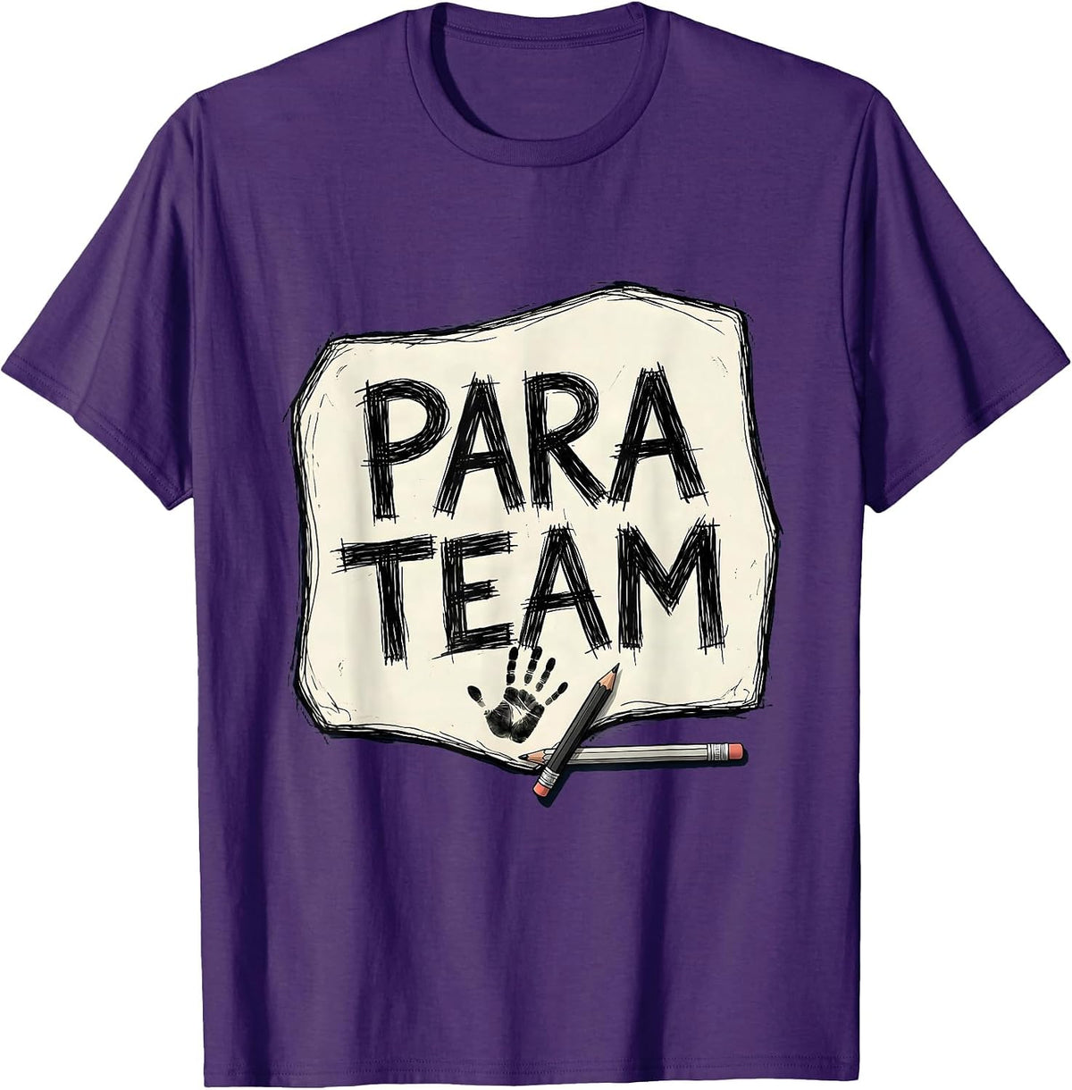 Men's Para Team Hand-Sketched Teacher Appreciation Back To School T-Shirt - Purple
