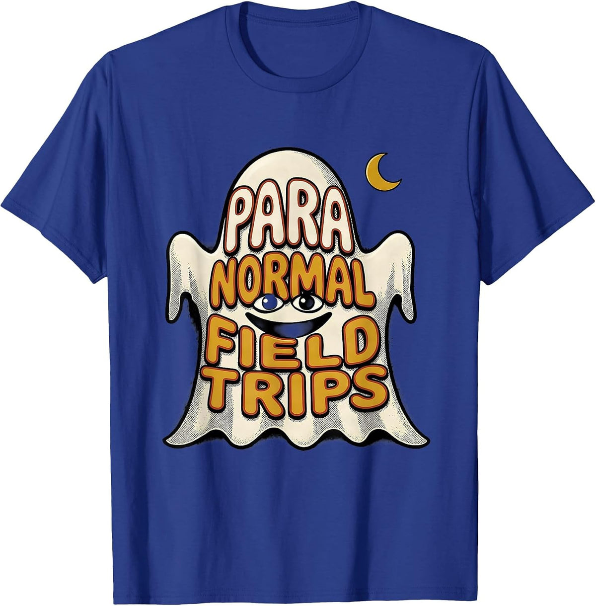 Para Normal Field Trips Retro Cartoon Ghost Paraeducator T-Shirt - Royal Blue