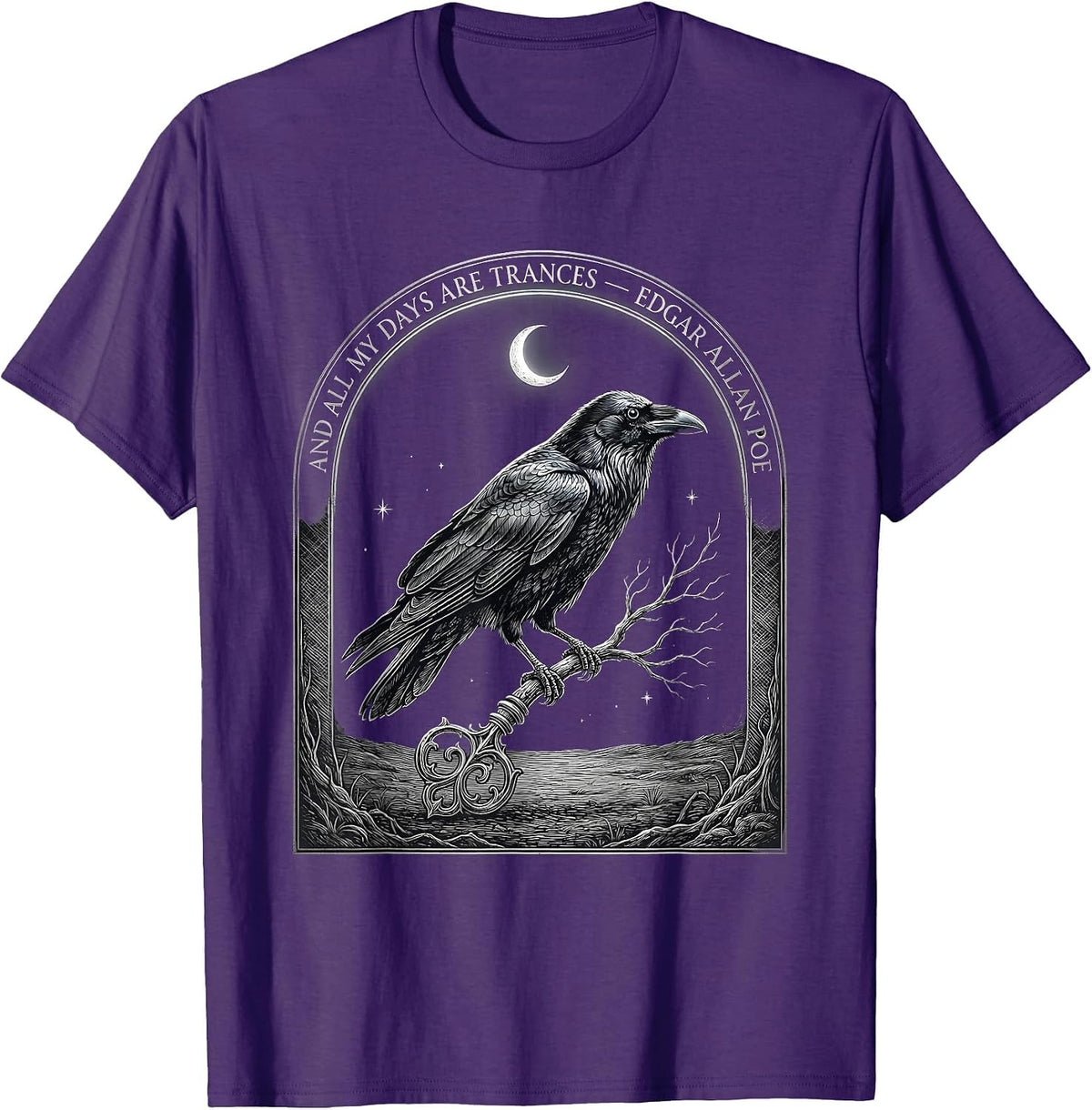 And All My Days Are Trances Edgar Allan Poe Gothic T-Shirt - Purple