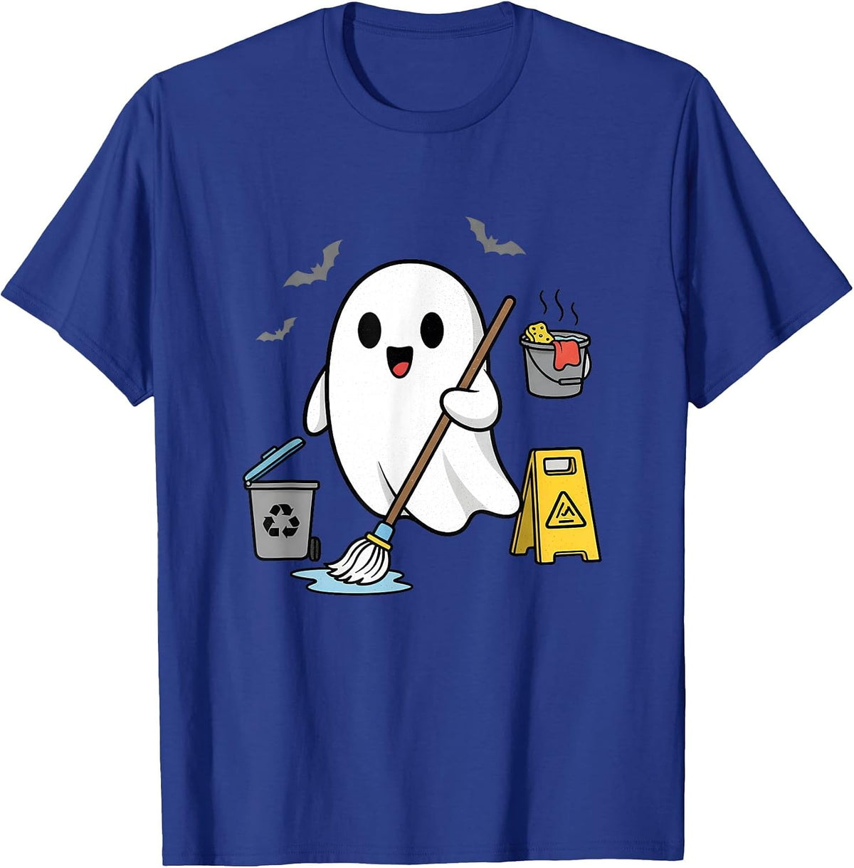 School Custodian Janitor Spooky Ghost Halloween Costume T-Shirt - Royal Blue