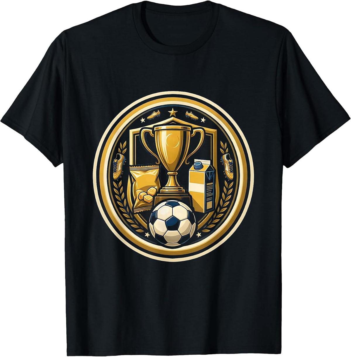 Men's Soccer Dad Trophy Snacks Funny Graphic Tee T-Shirt - Black
