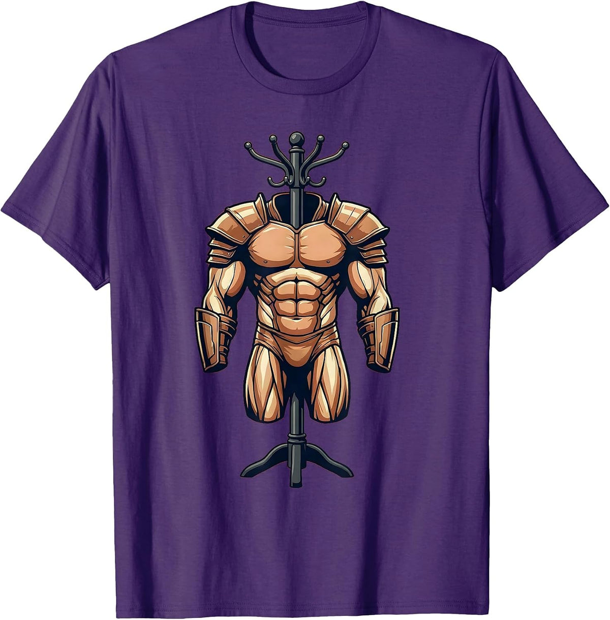 Muscle Suit Armor on Coat Rack Graphic T-Shirt - Purple