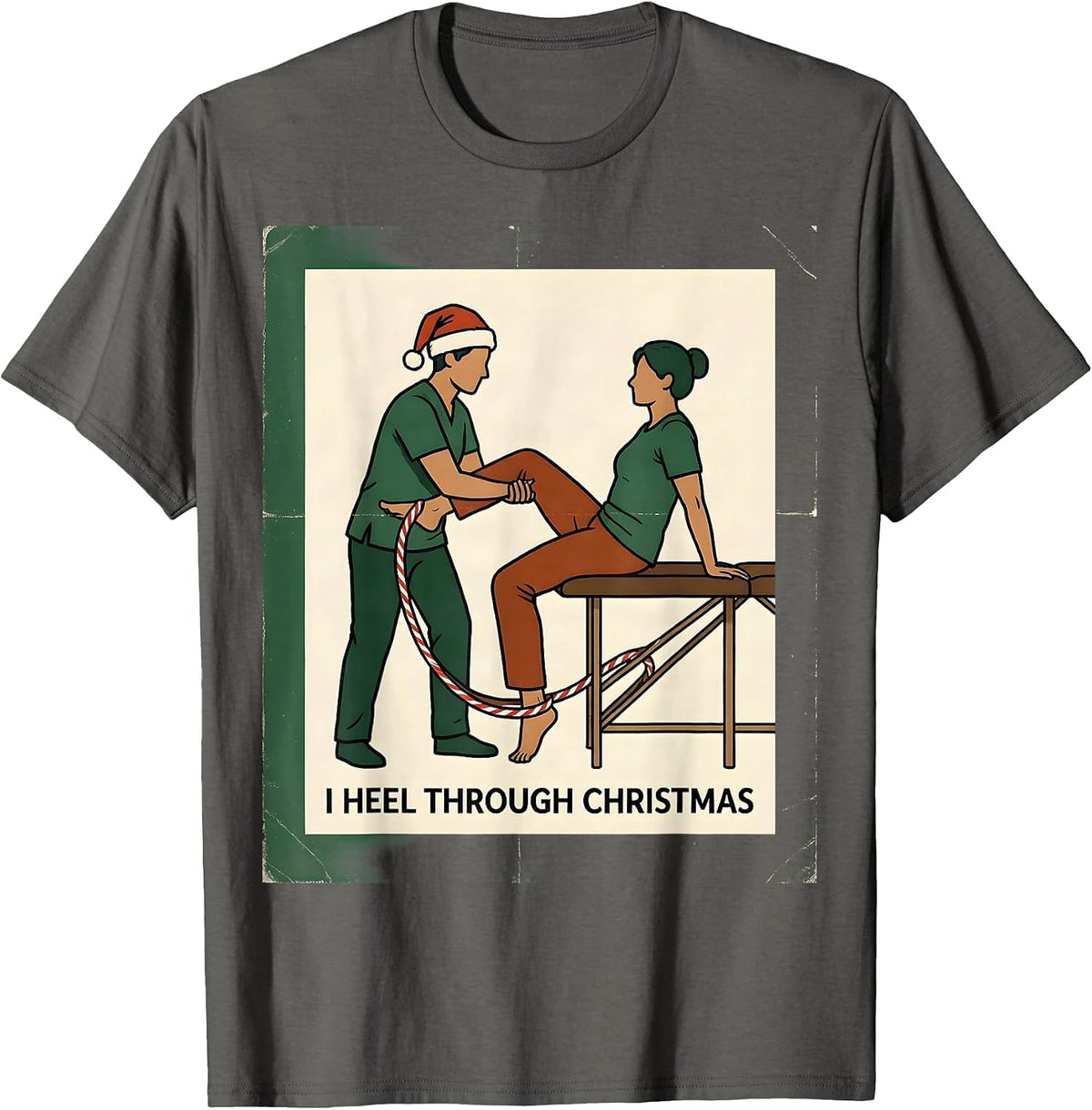 Men's I Heel Through Christmas Vintage Physical Therapist T-Shirt - Asphalt Grey