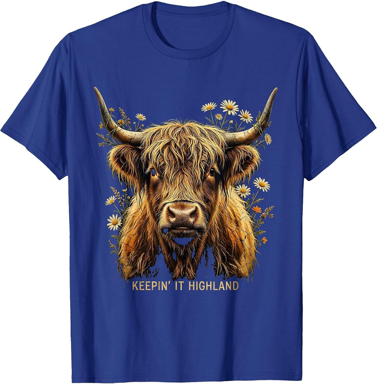 Keepin' It Highland Cute Highland Cow Design T-Shirt - Royal Blue