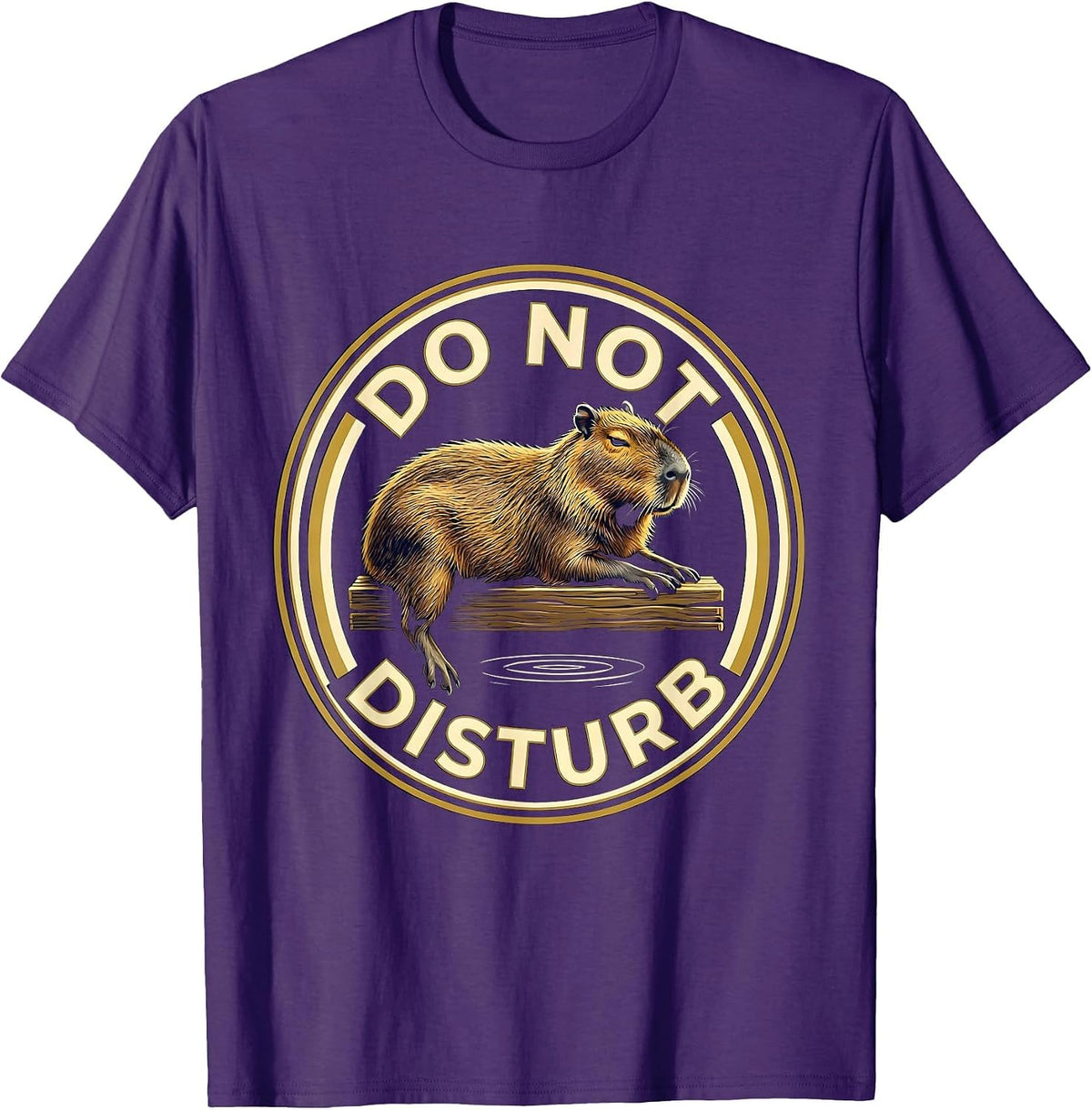 Men's Do Not Disturb Bold Capybara Meme Humor Animal Lover T-Shirt - Purple