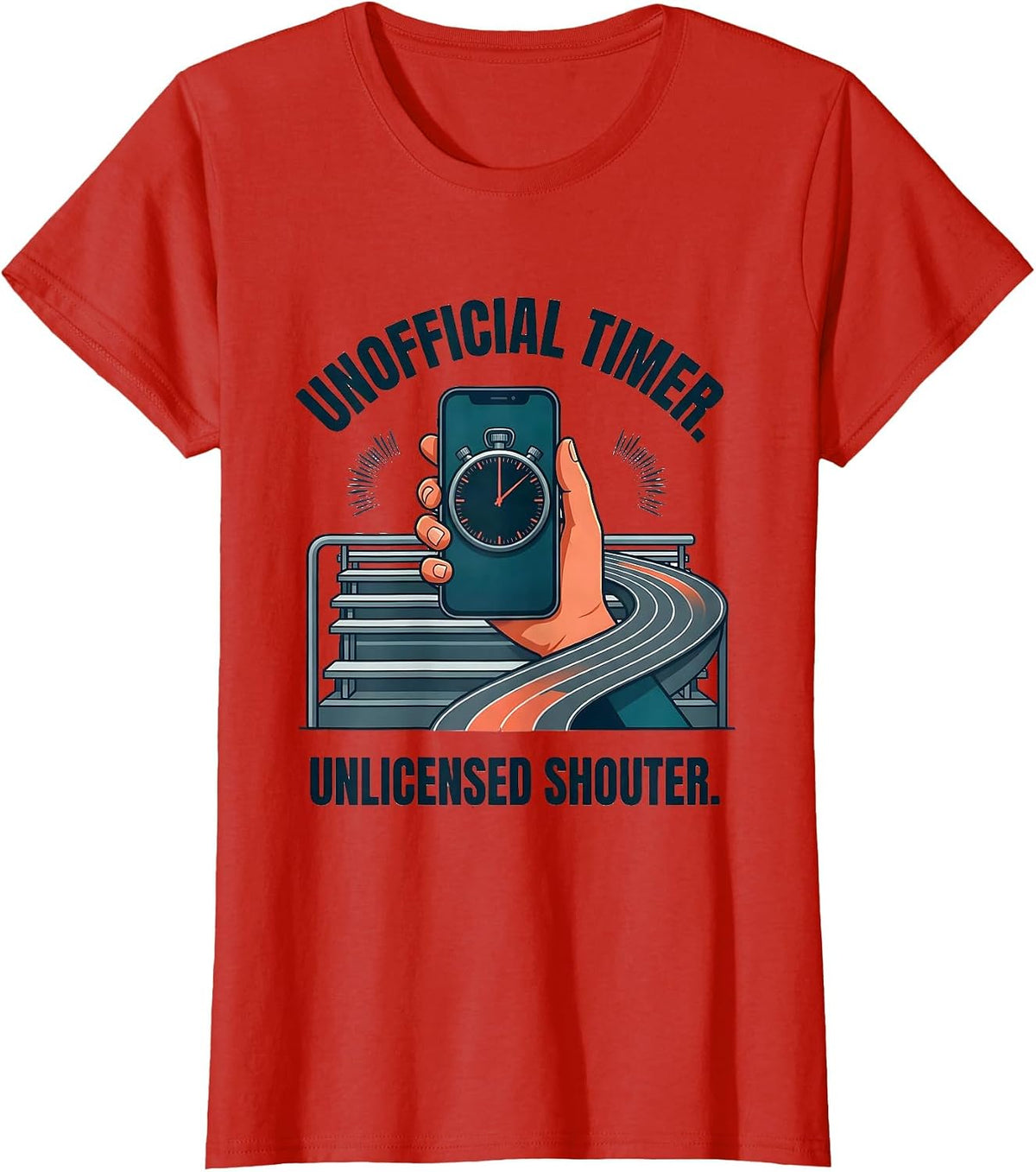Women's Unofficial Timer Unlicensed Shouter Track Mom Track T-Shirt - Red