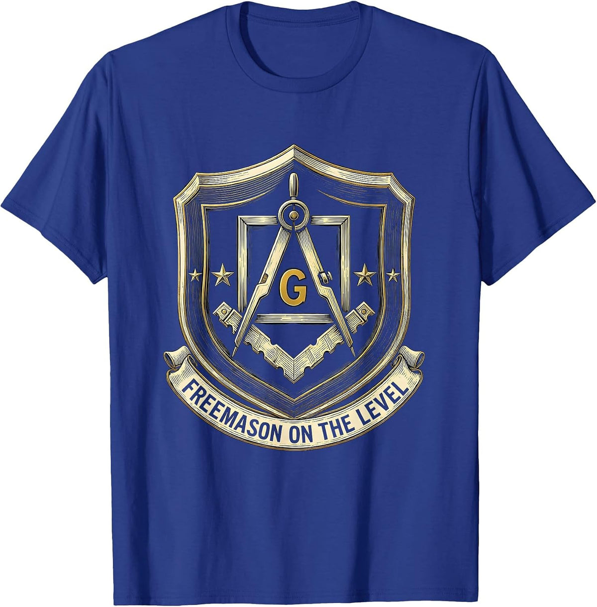 Men's Freemason On The Level Masonic Fraternal Pride Square & T-Shirt - Royal Blue