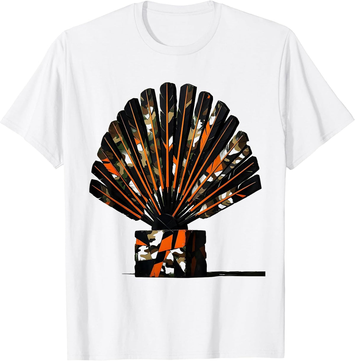 Men's Camo Turkey Feathers Forest Clearing Hunting Design T-Shirt - White
