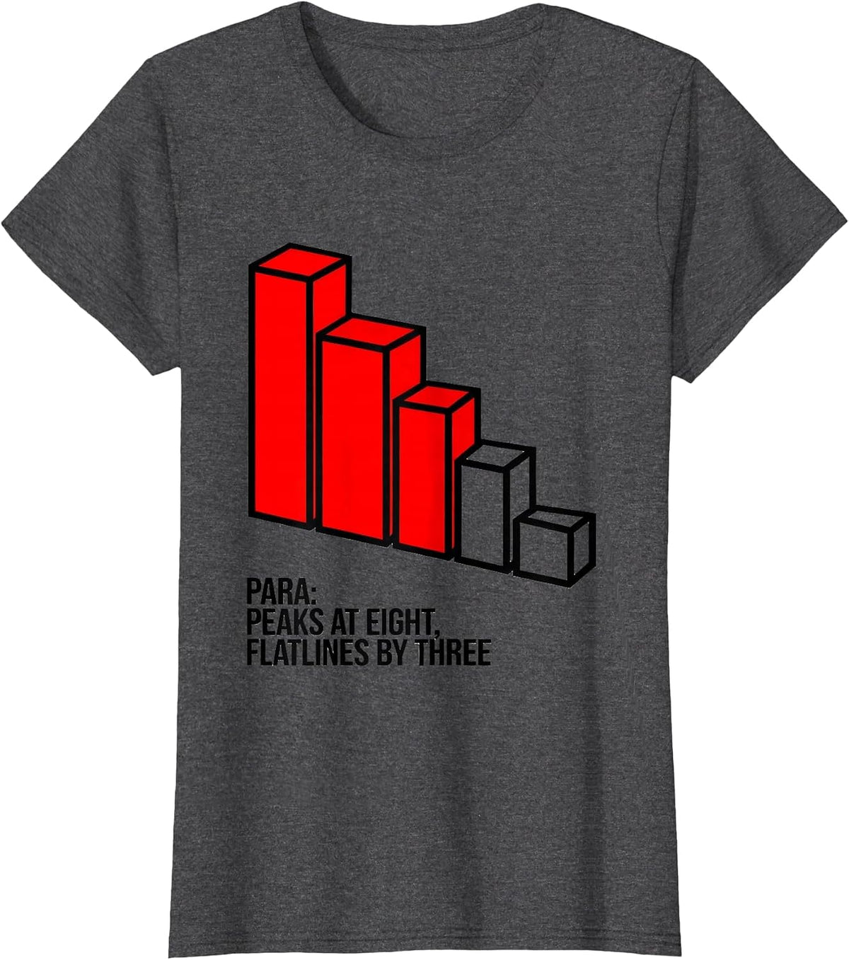 Women's Para Peaks At Eight Flatlines By Three Funny Paraeducator T-Shirt - Dark Heather Grey